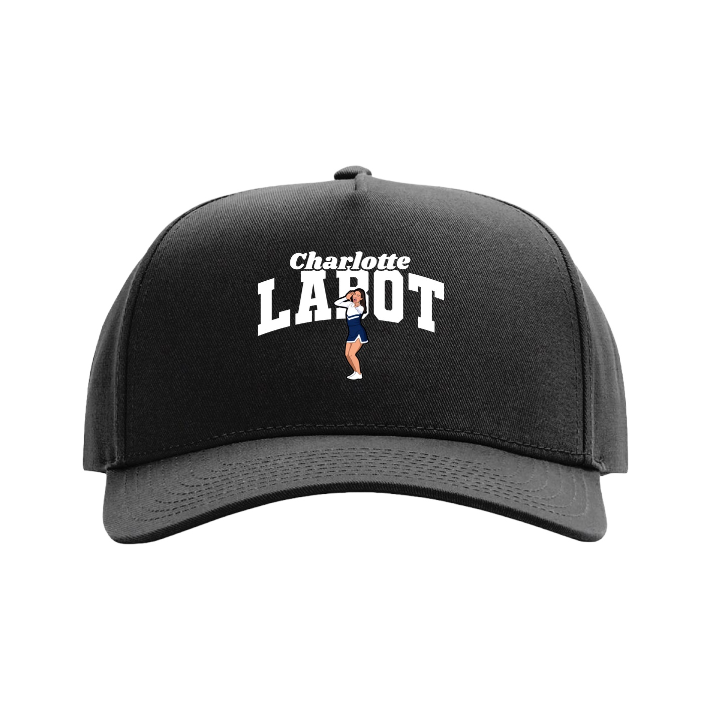 Full Fabric Five-Panel Champ Cap — Signature Arch in Black