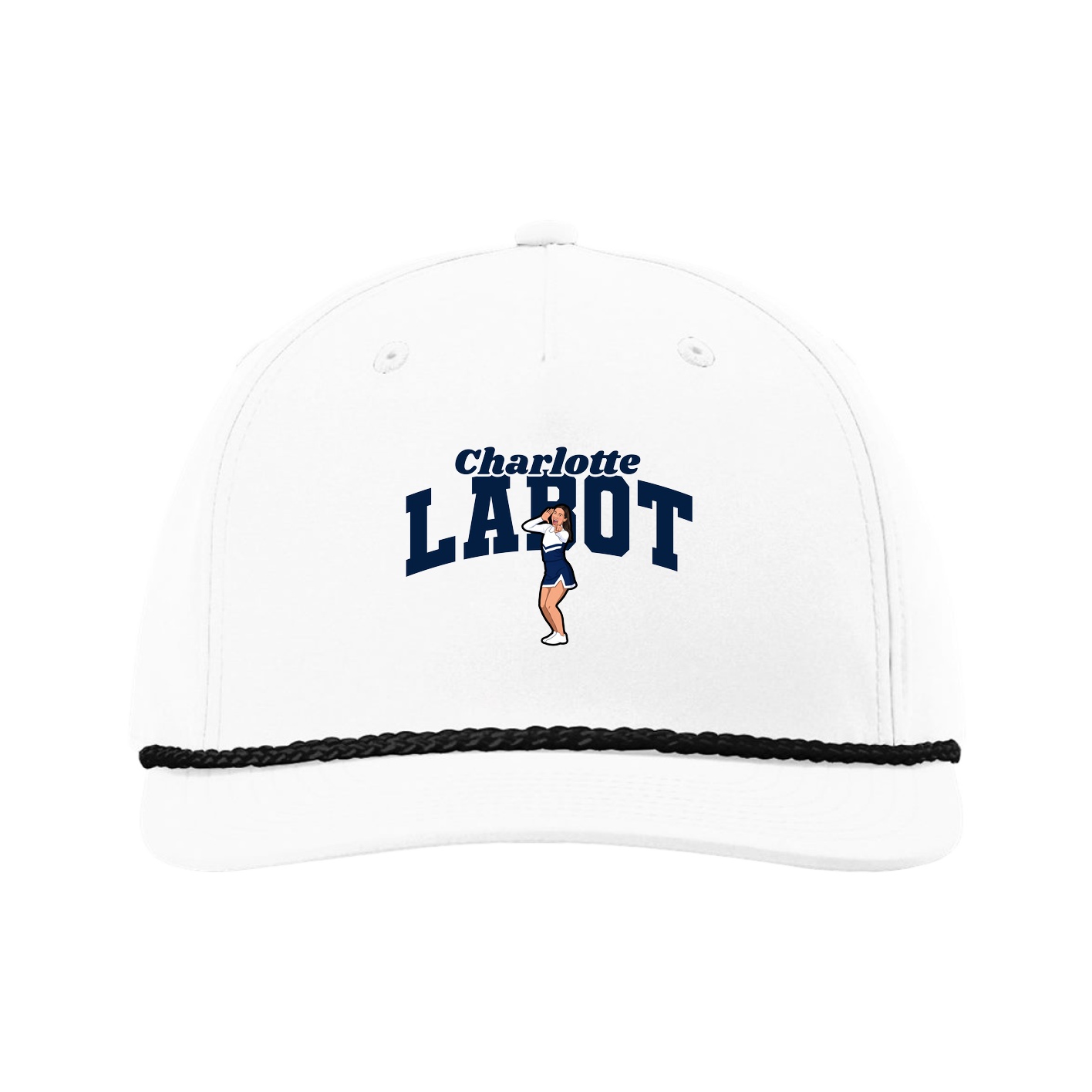 Five-Panel Classic Rope Cap — Signature Arch in White