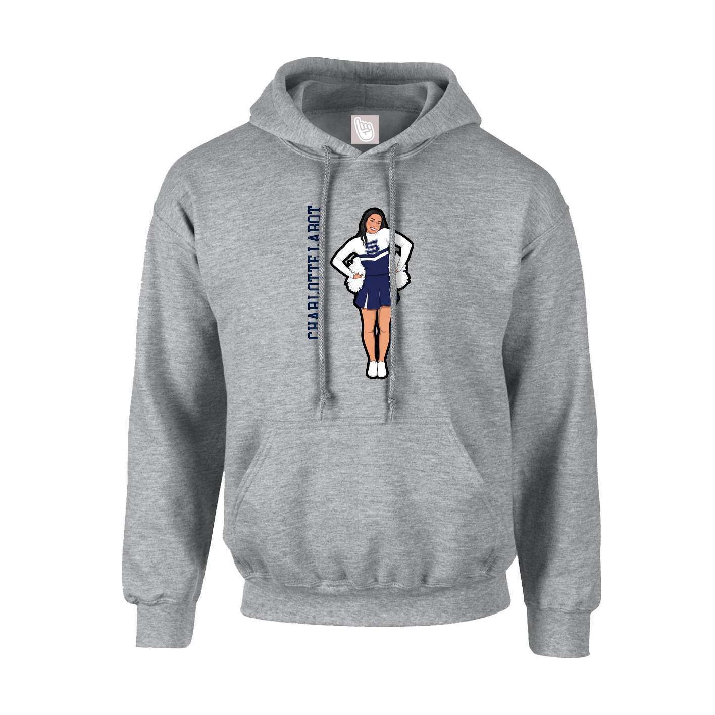 Hoodie — Name Vertical in Grey