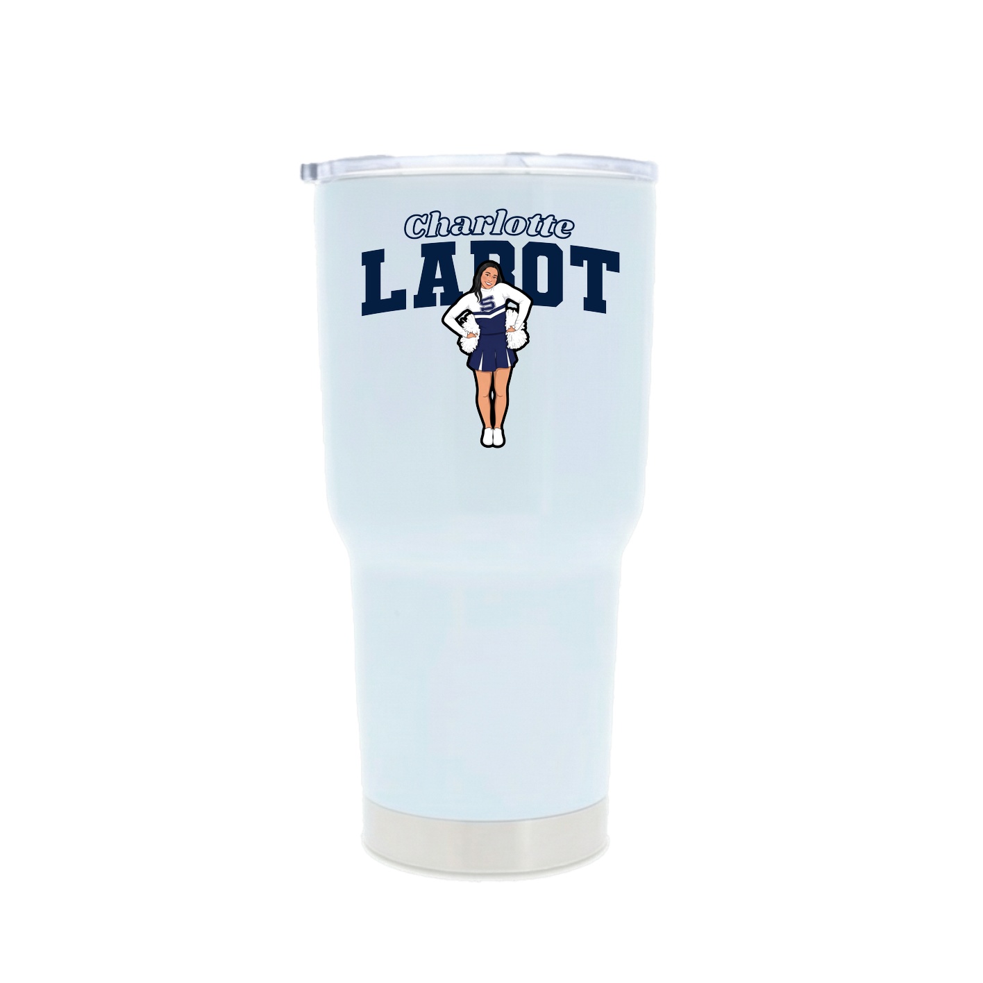 30oz Stainless Steel Tumbler — Name Arch in White