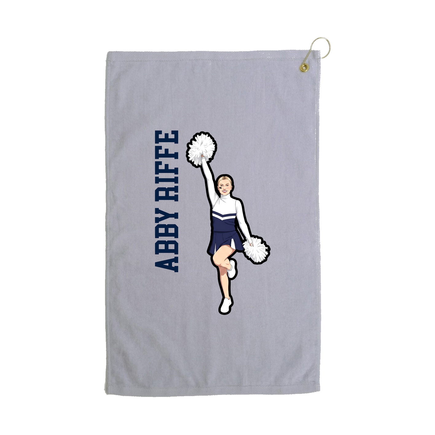 Golf Towel — Name Vertical in Grey