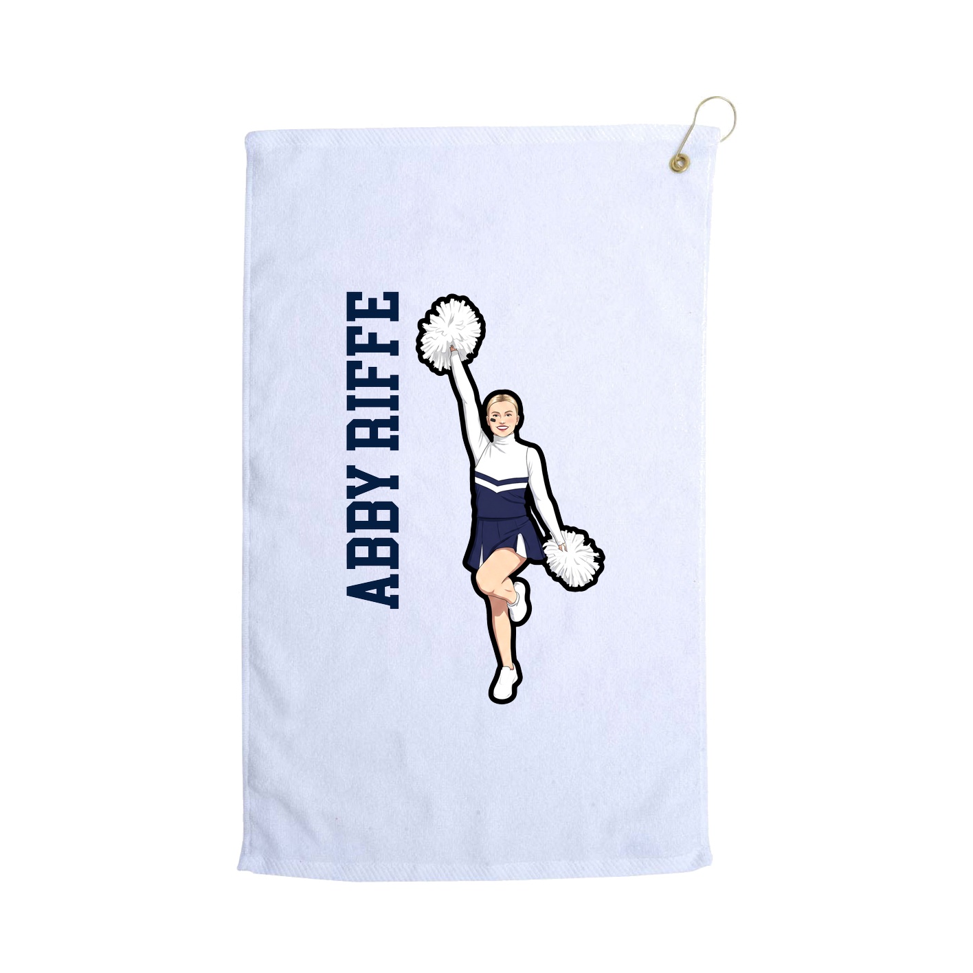 Golf Towel — Name Vertical in White