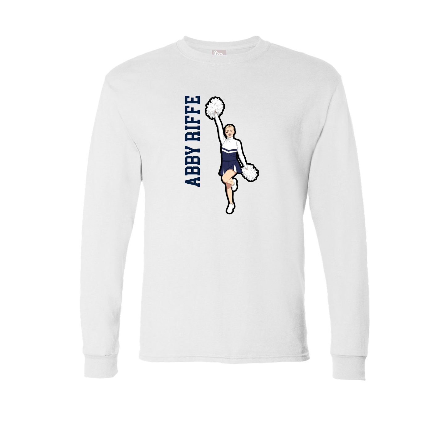 Long Sleeve Tee — Name Vertical in White