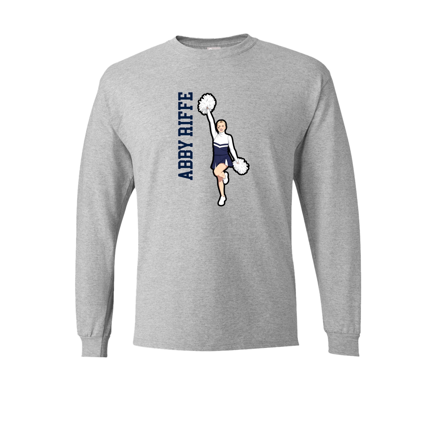 Long Sleeve Tee — Name Vertical in Grey