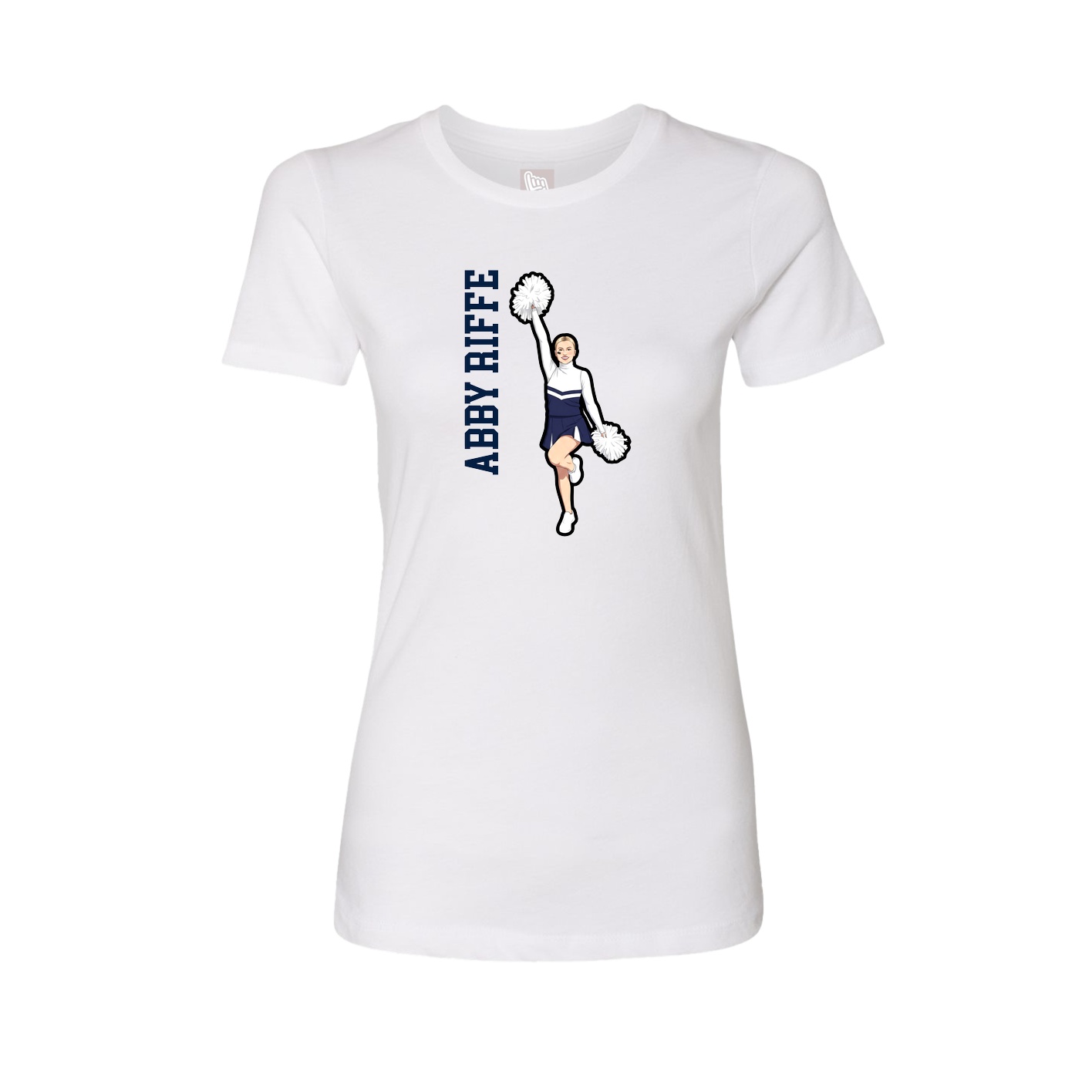 Womens Tee — Name Vertical in White
