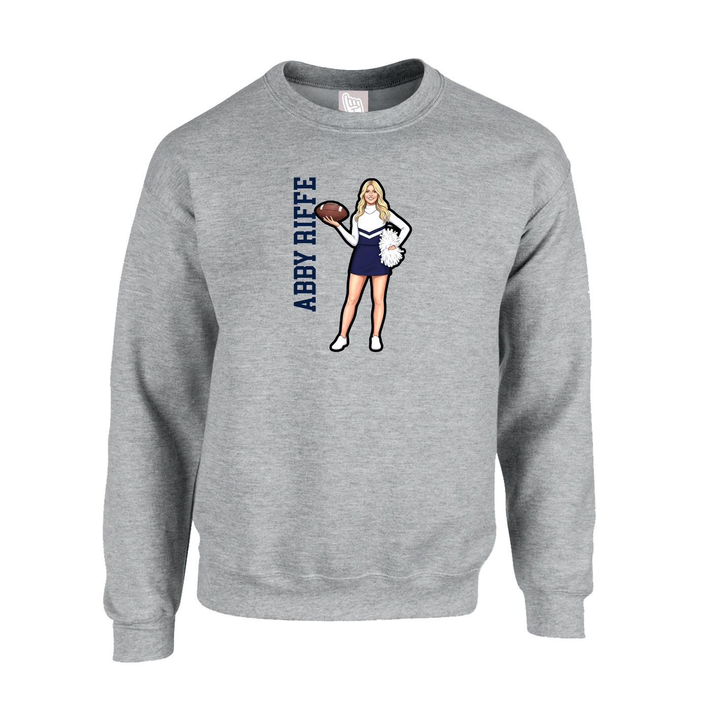 Fleece Crew — Name Vertical in Grey