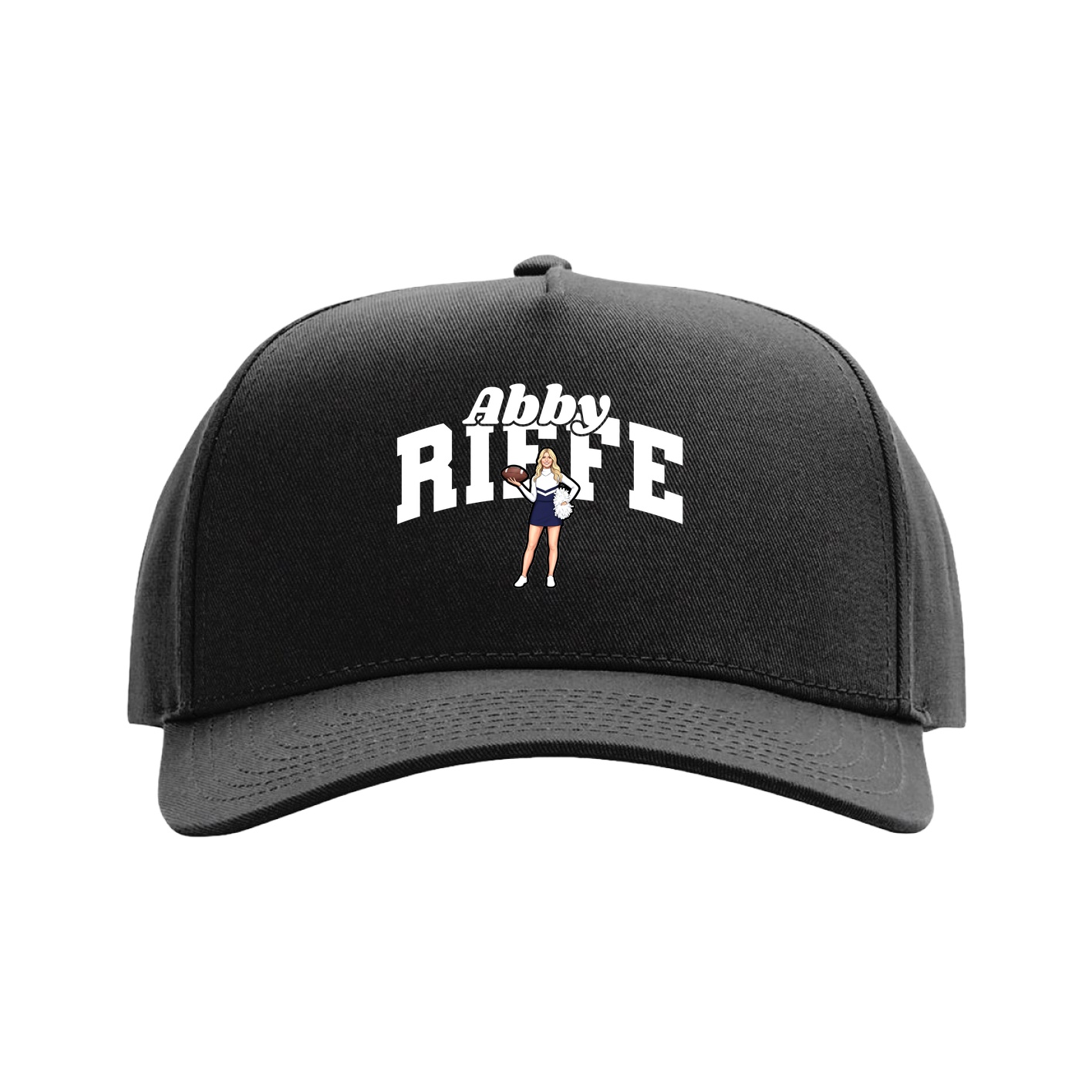 Full Fabric Five-Panel Champ Cap — Signature Arch in Black