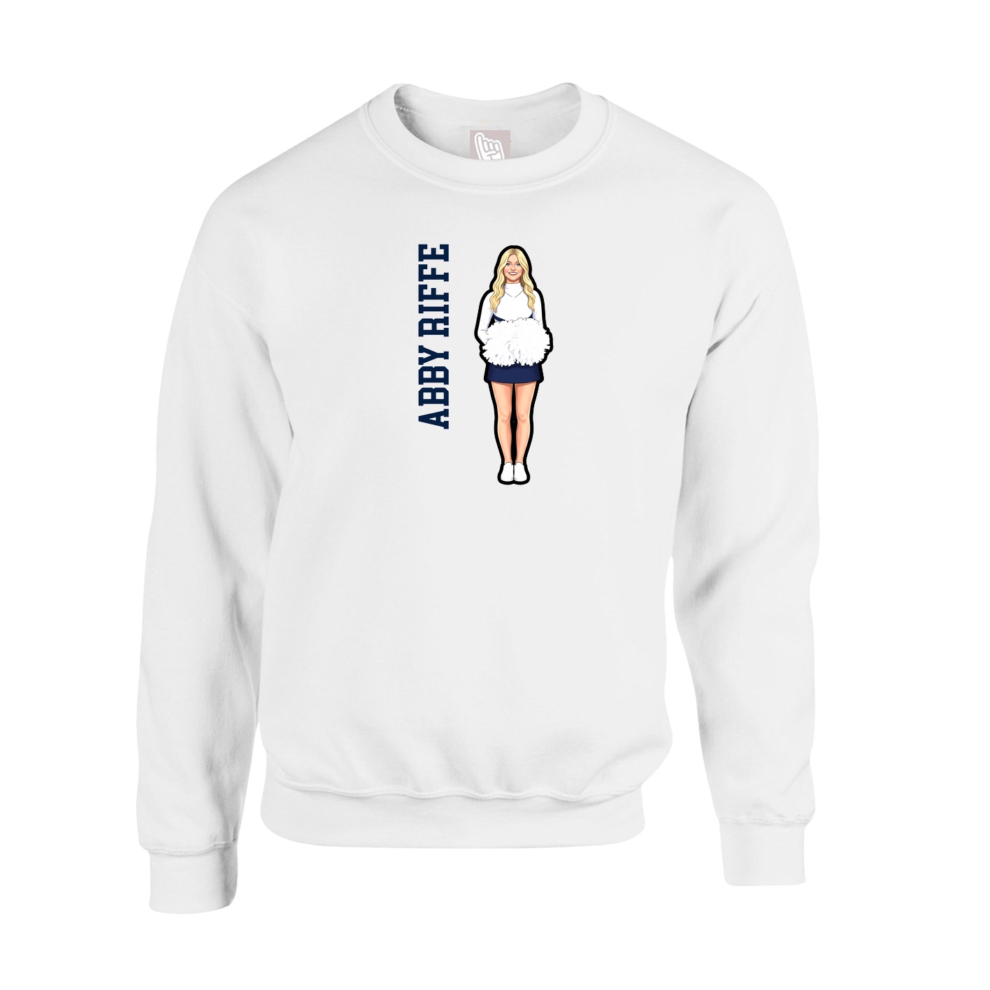 Fleece Crew — Name Vertical in White