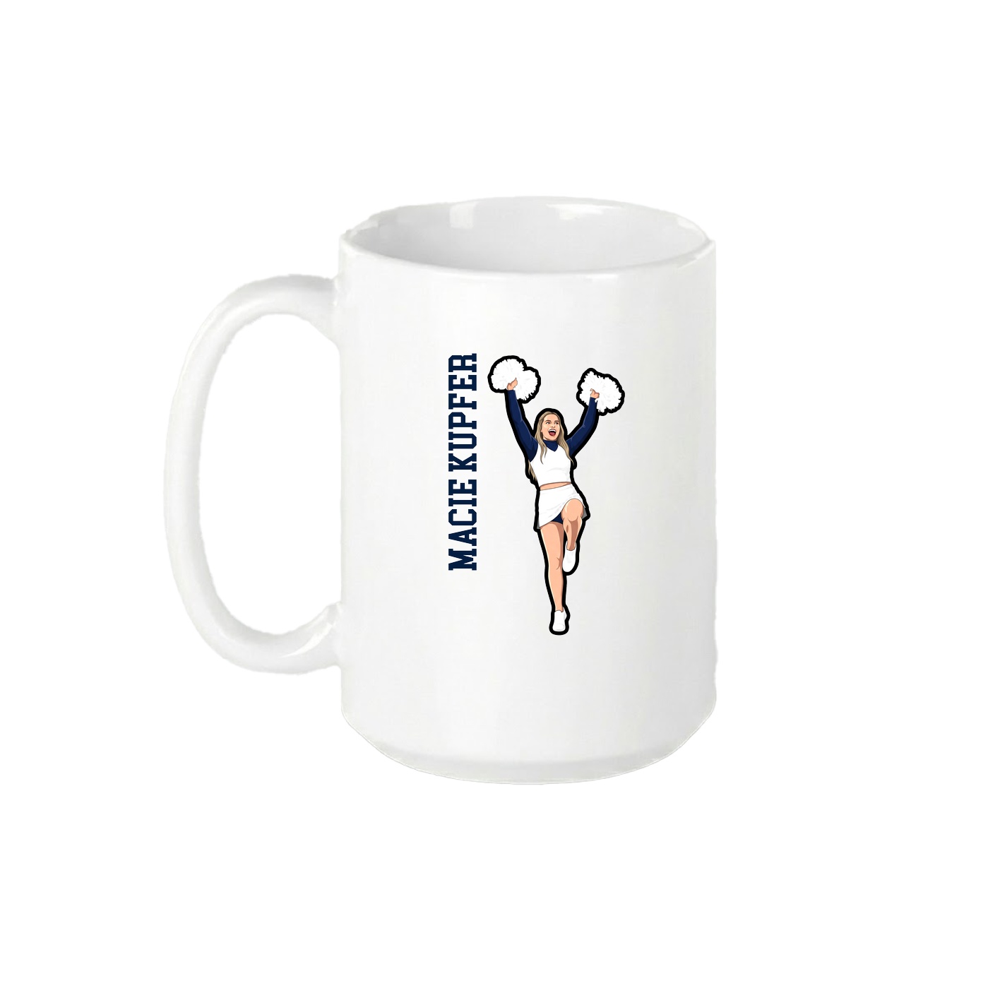 15oz Coffee Mug — Name Vertical in White