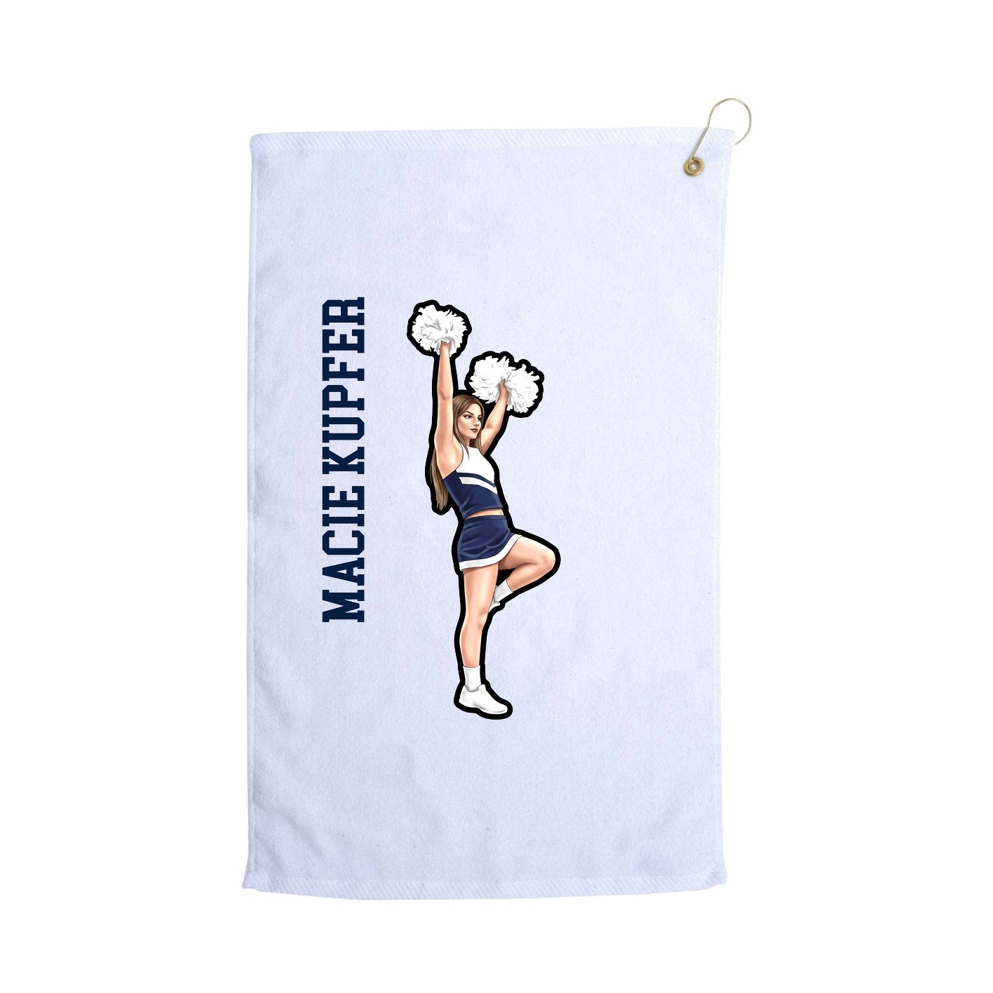 Golf Towel — Name Vertical in White