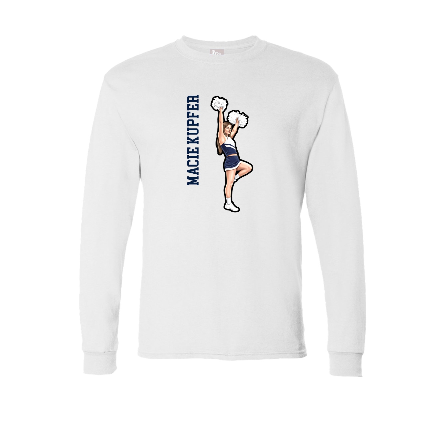 Long Sleeve Tee — Name Vertical in White