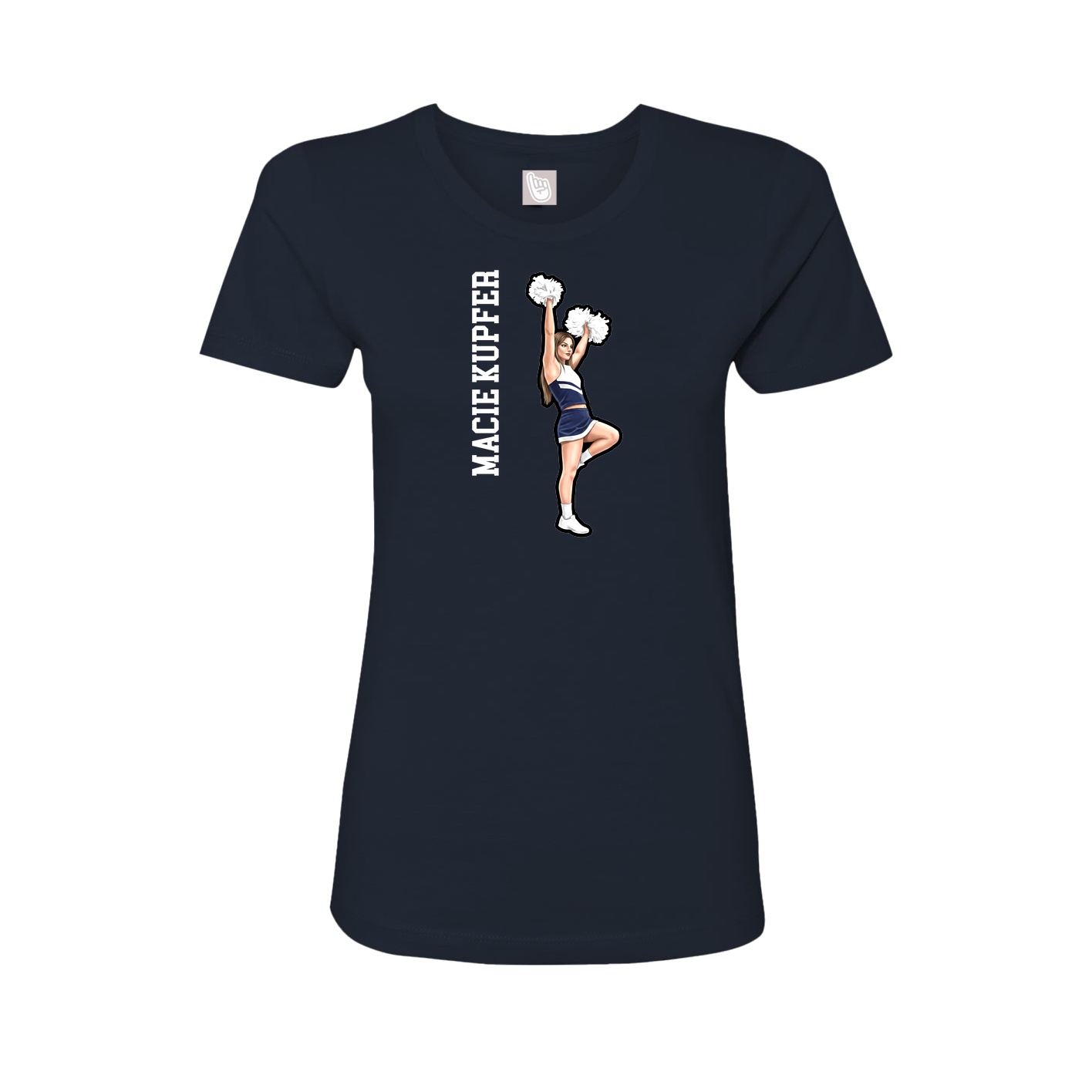 Womens Tee — Name Vertical in Navy