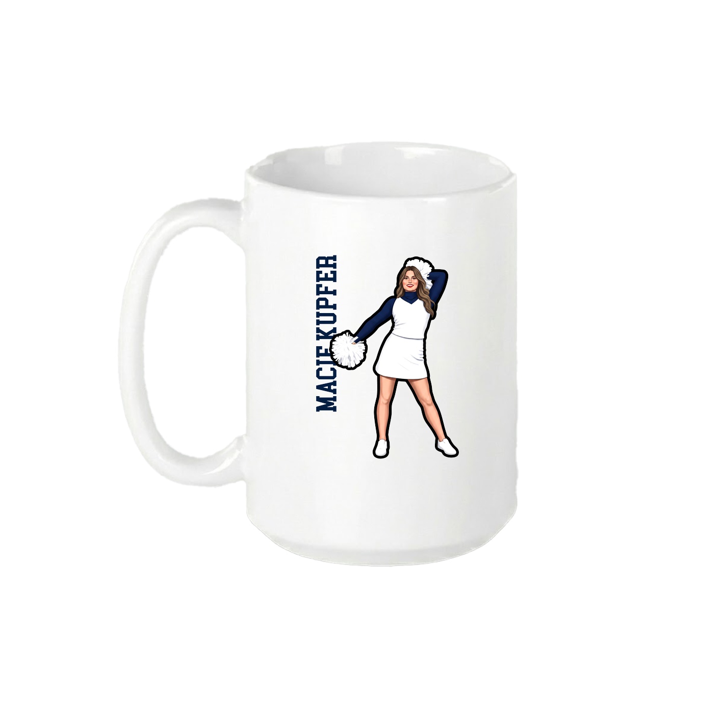 15oz Coffee Mug — Name Vertical in White