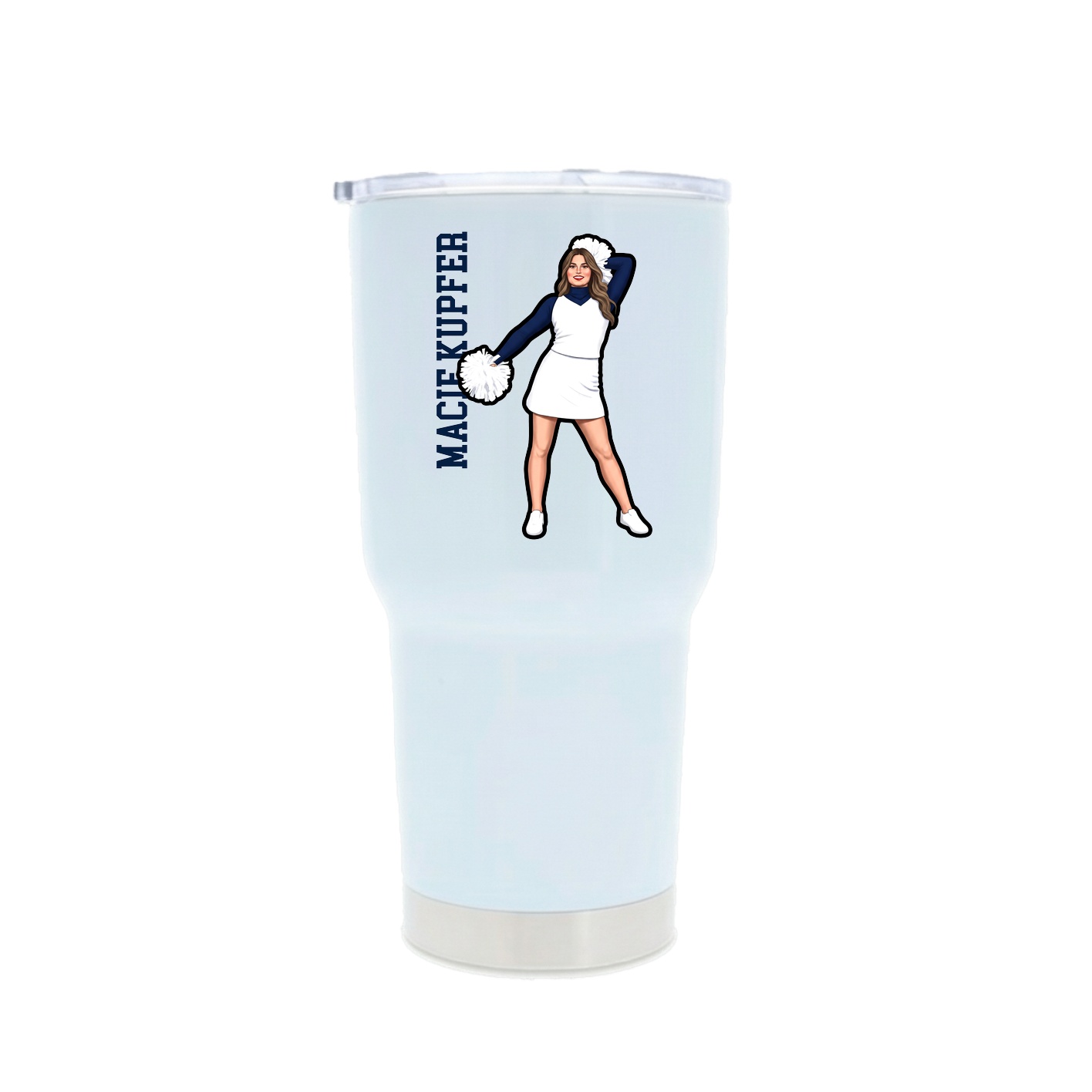 30oz Stainless Steel Tumbler — Name Vertical in White