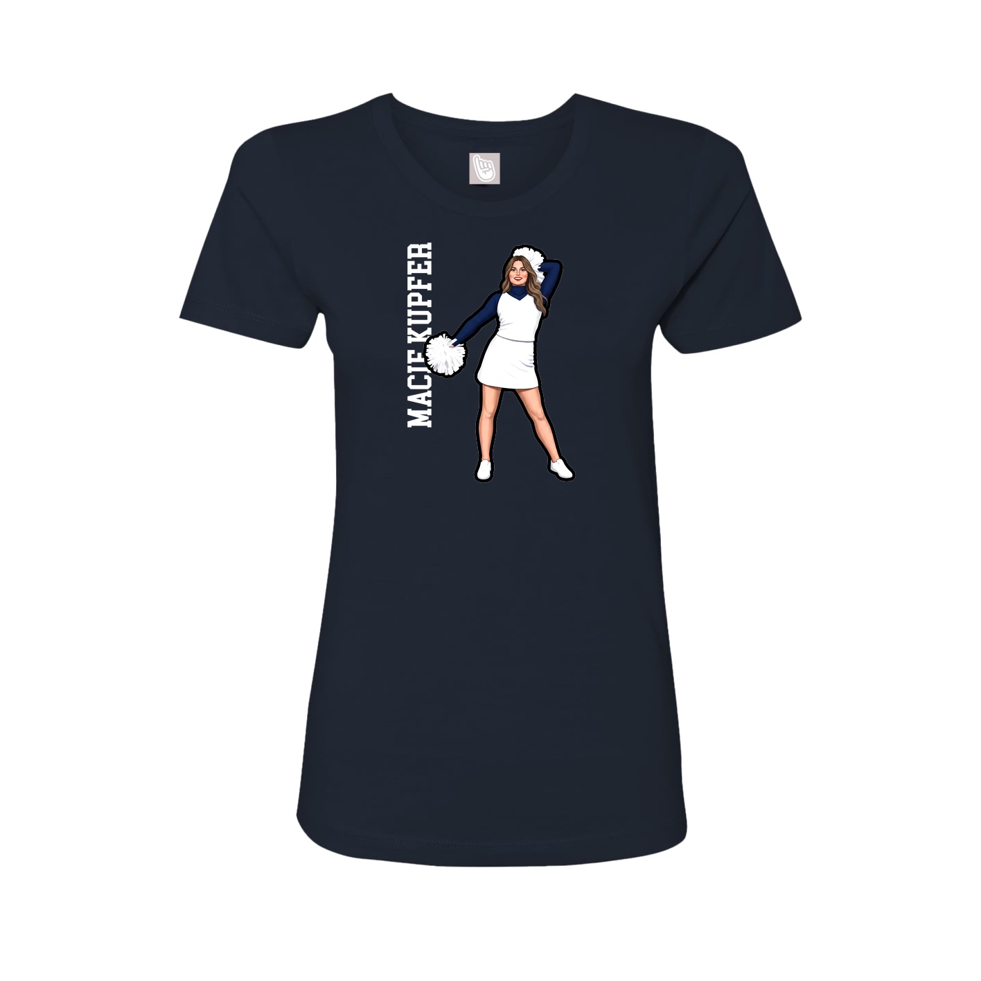 Womens Tee — Name Vertical in Navy