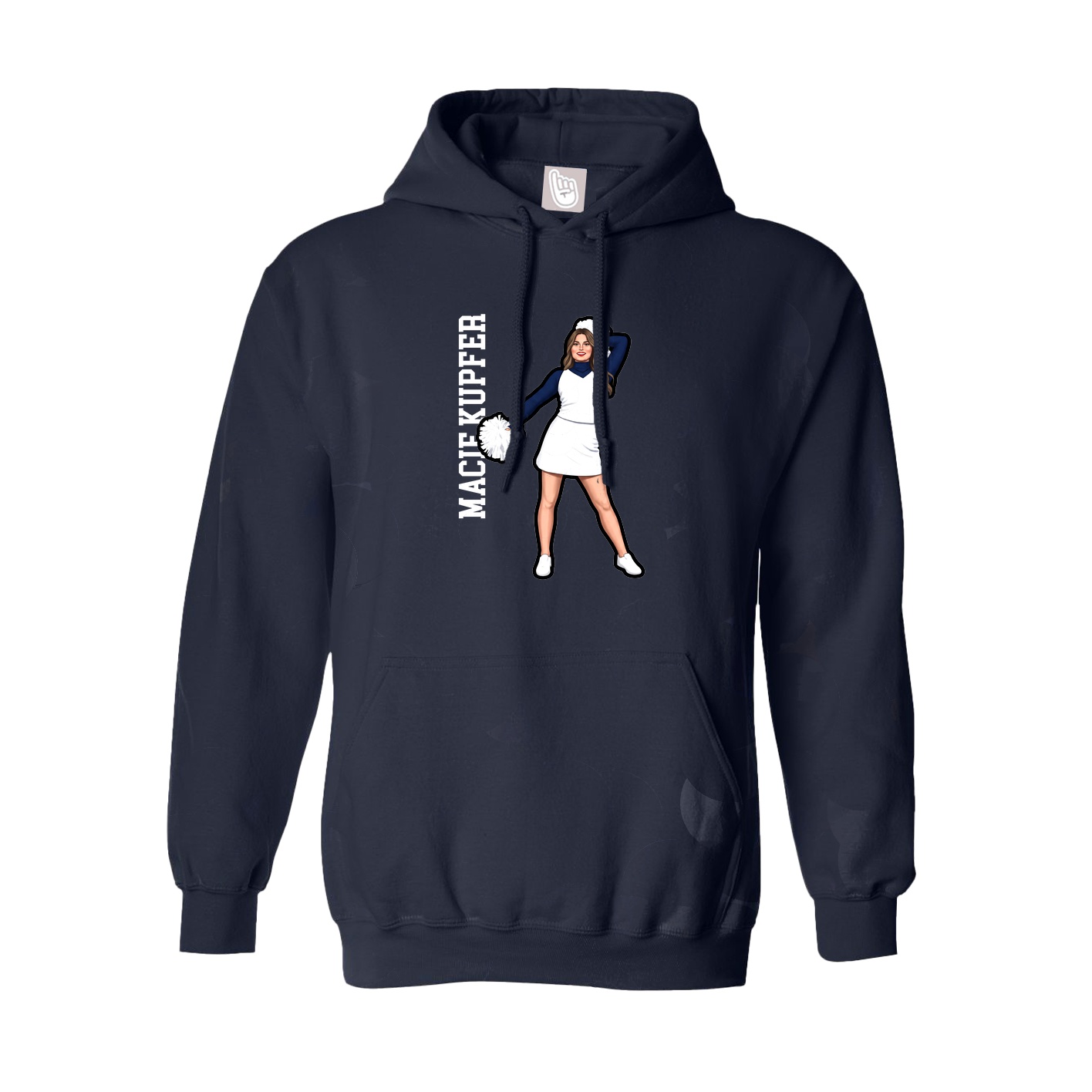 Hoodie — Name Vertical in Navy
