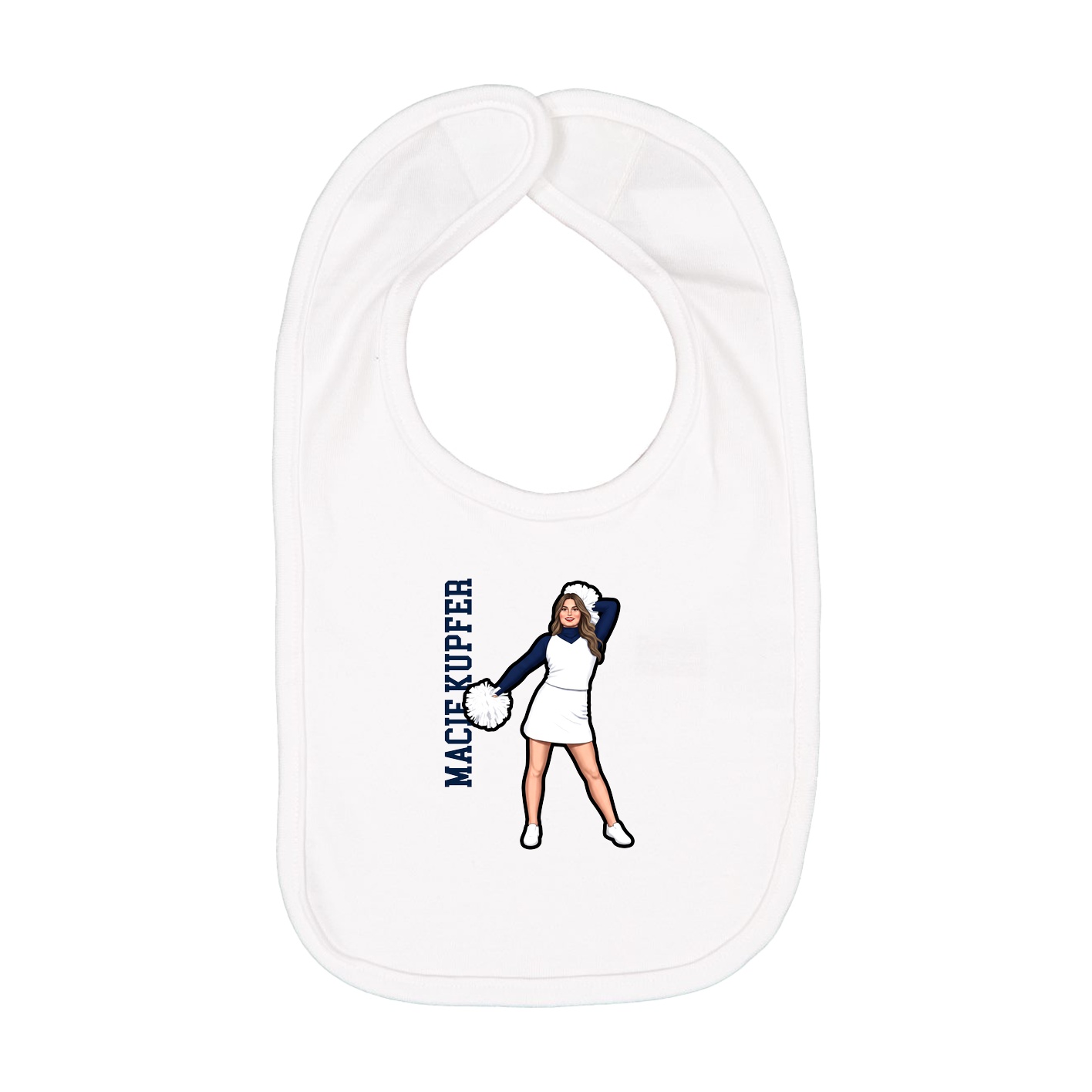 Infant Bib — Name Vertical in White