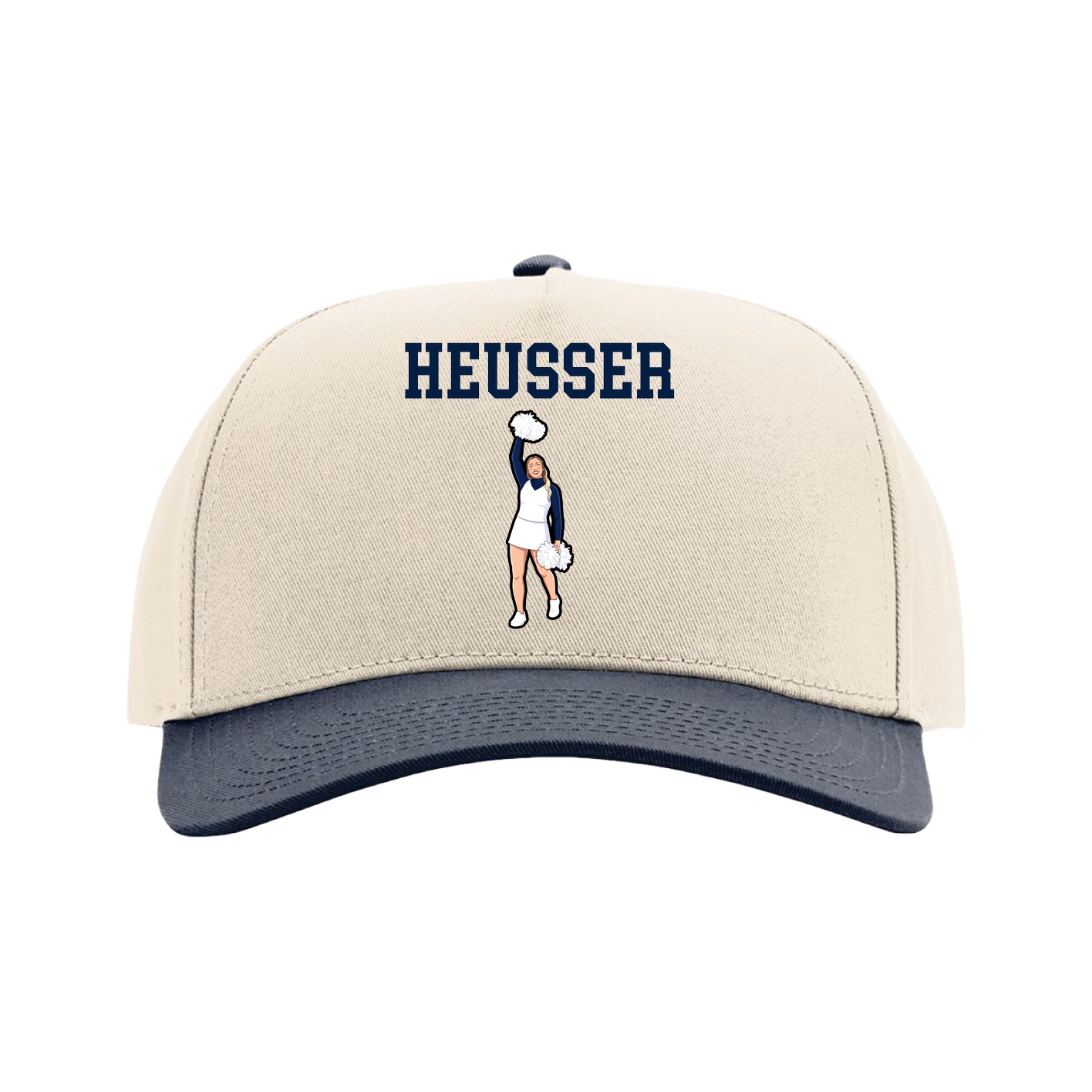 Full Fabric Five-Panel Champ Cap — Shirsey in Cream/Navy