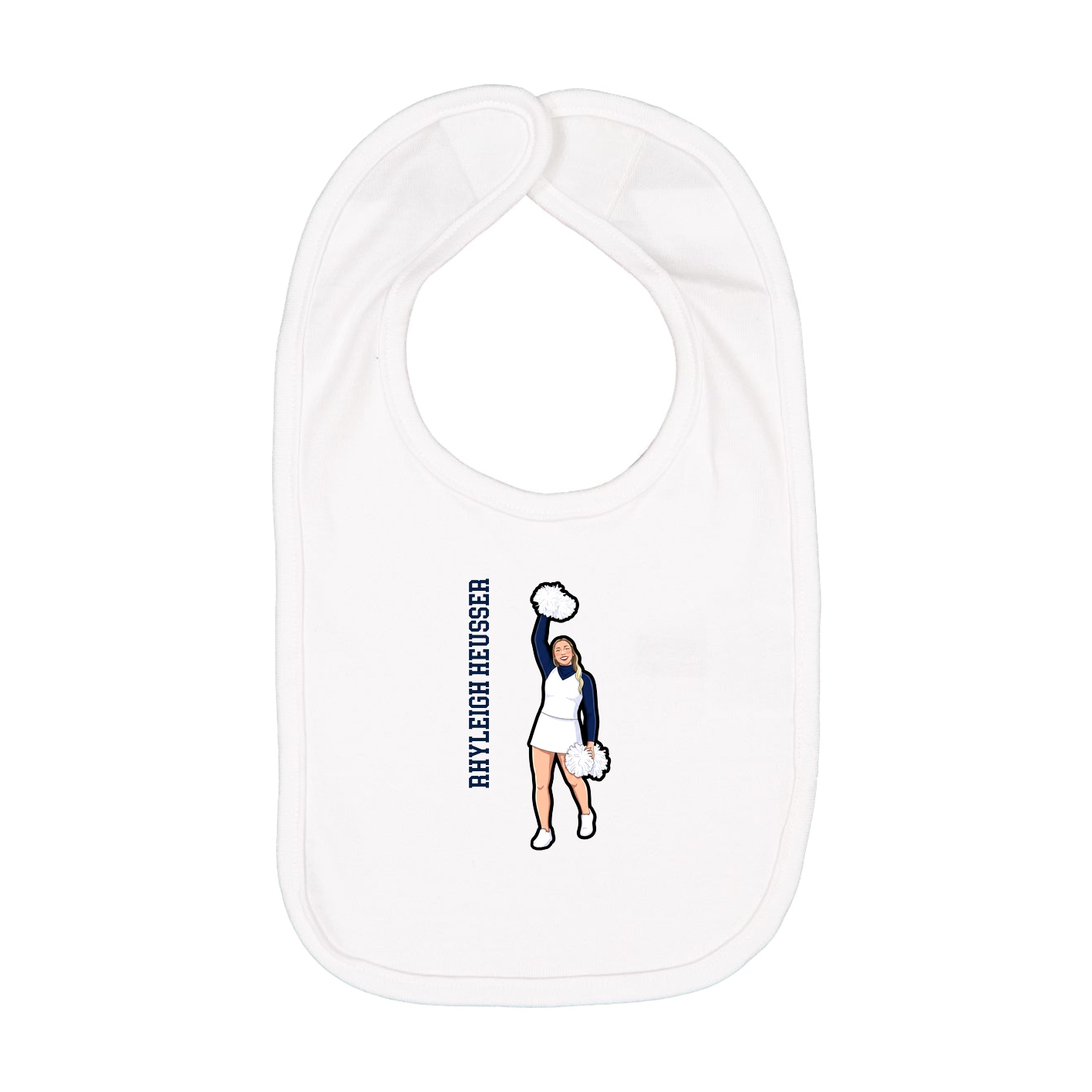 Infant Bib — Name Vertical in White