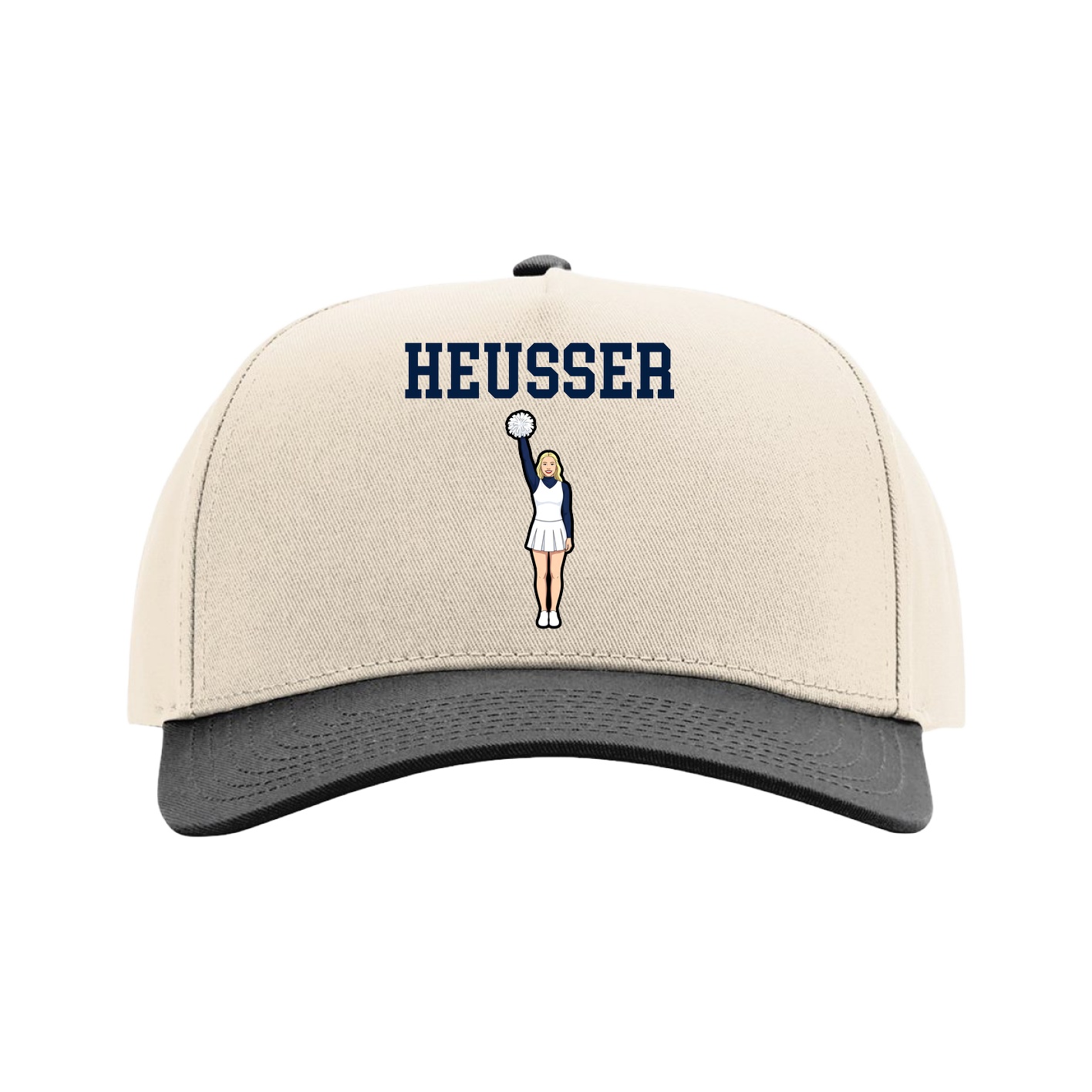 Full Fabric Five-Panel Champ Cap — Shirsey in Cream/Black
