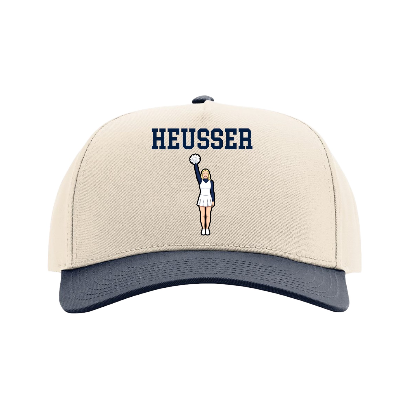 Full Fabric Five-Panel Champ Cap — Shirsey in Cream/Navy