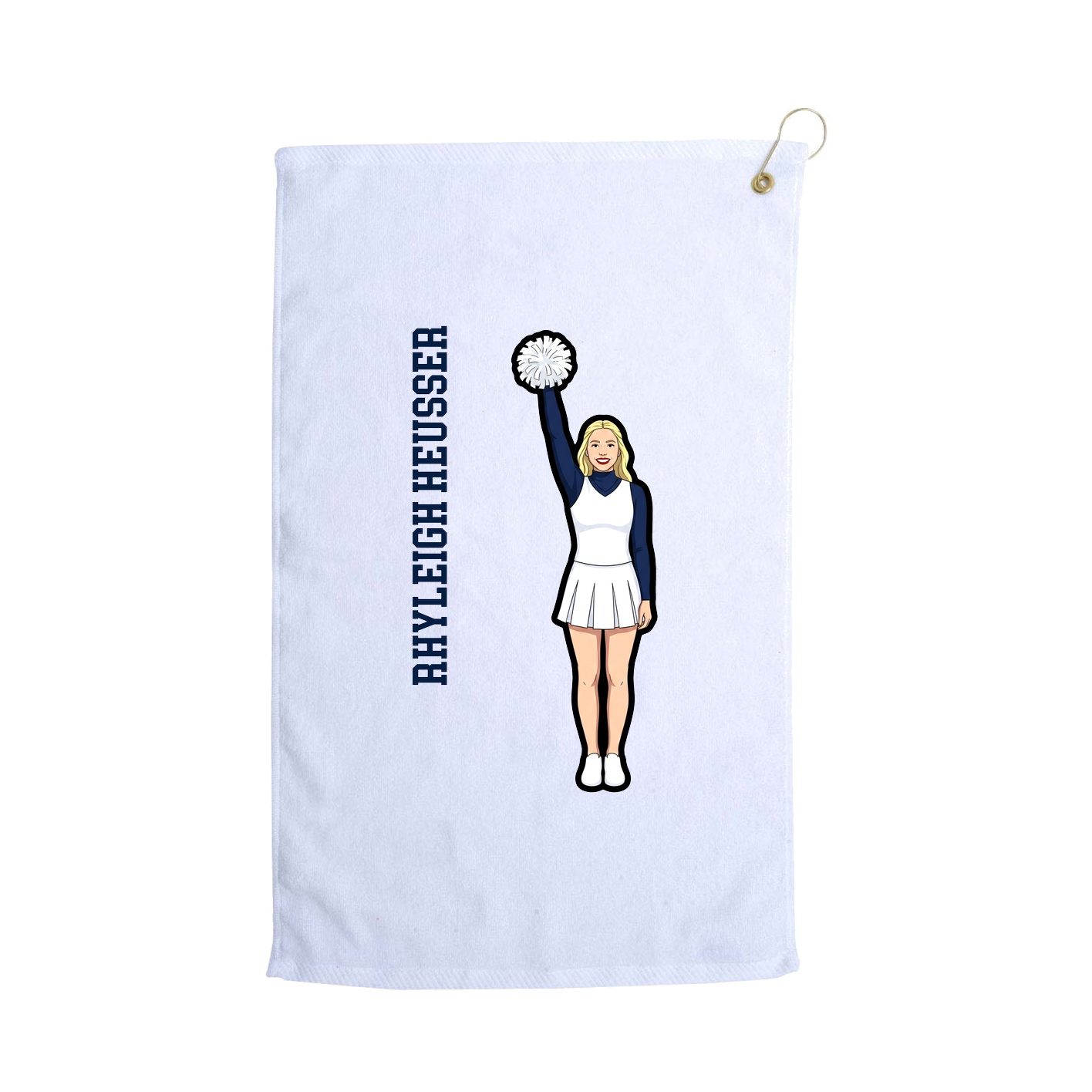Golf Towel — Name Vertical in White