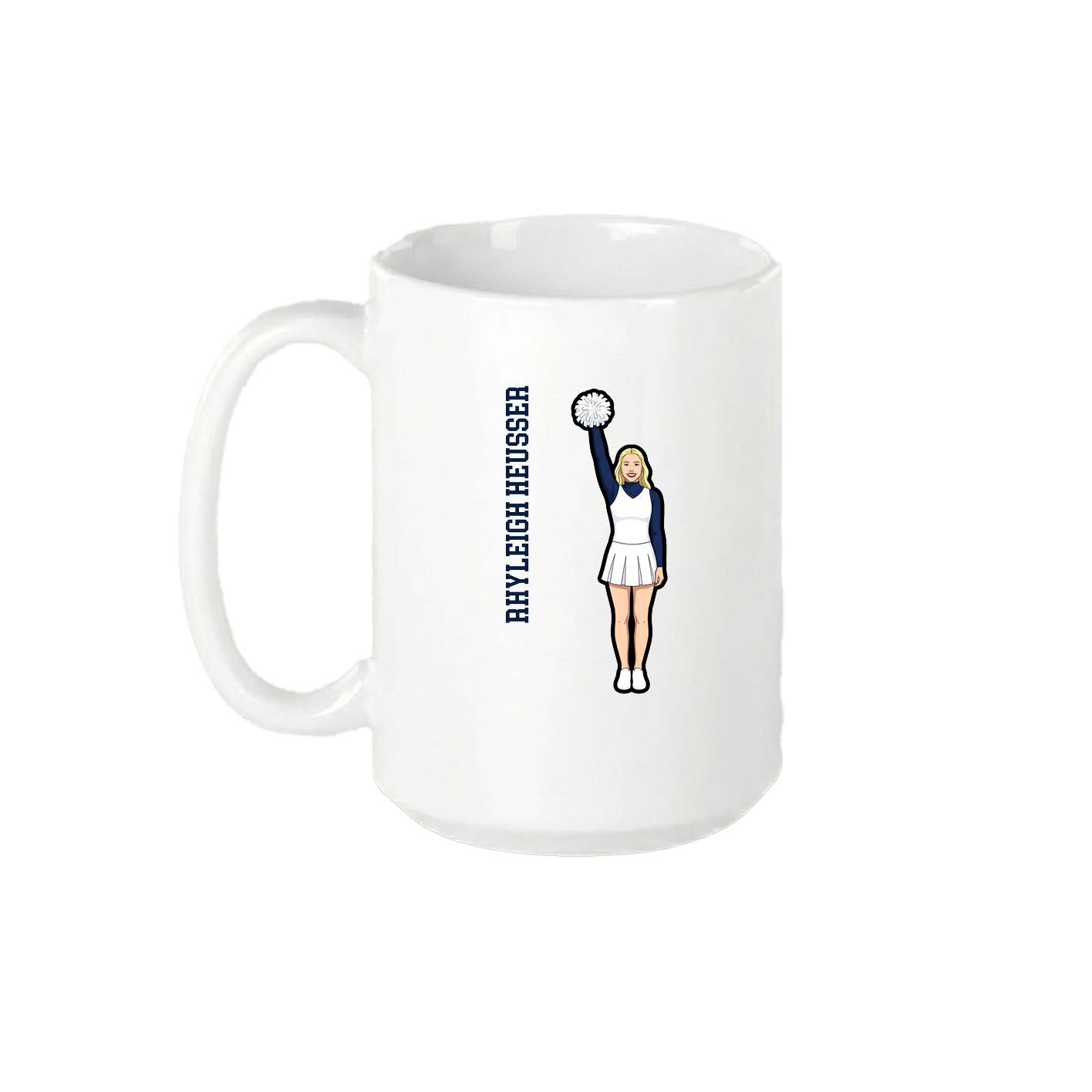 15oz Coffee Mug — Name Vertical in White