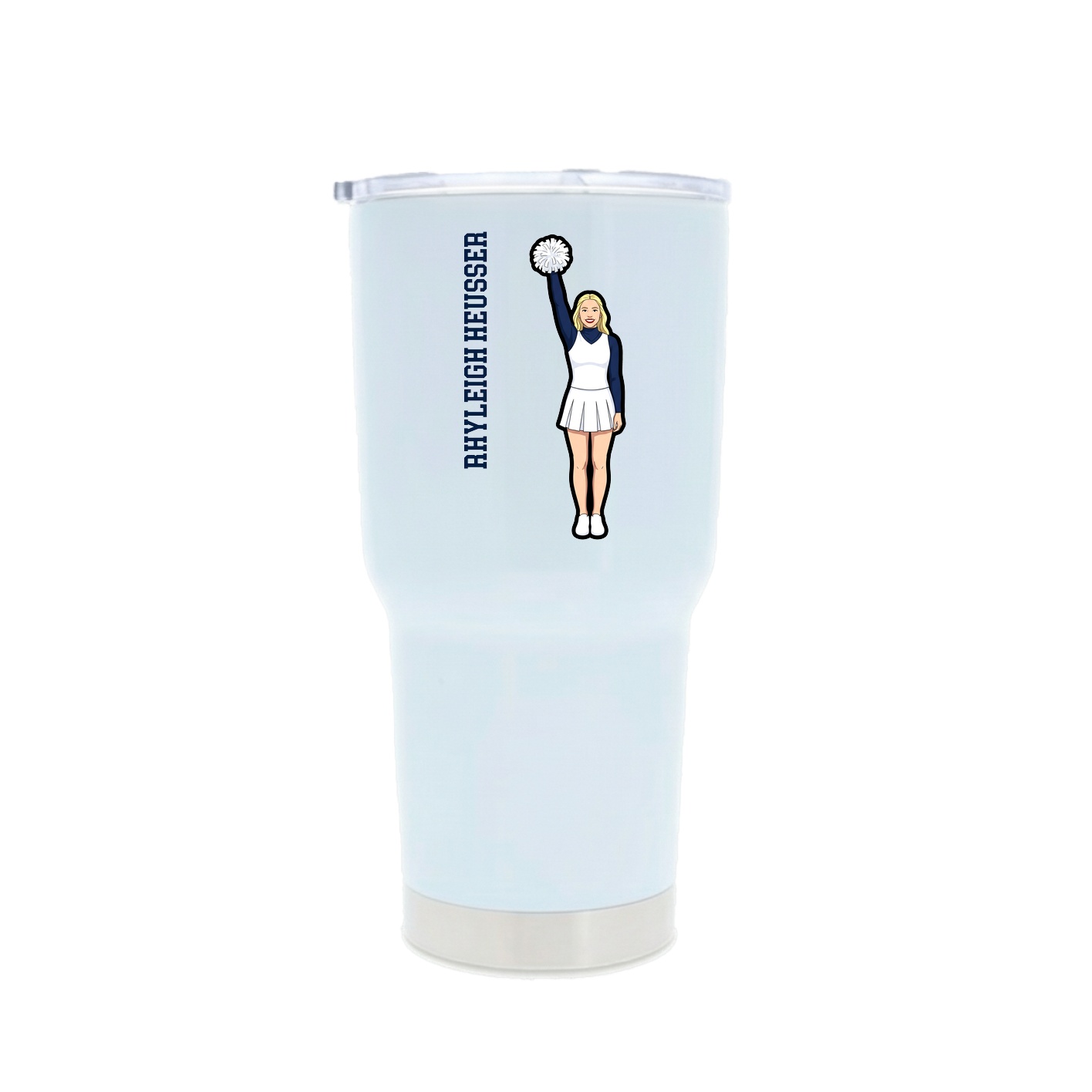30oz Stainless Steel Tumbler — Name Vertical in White