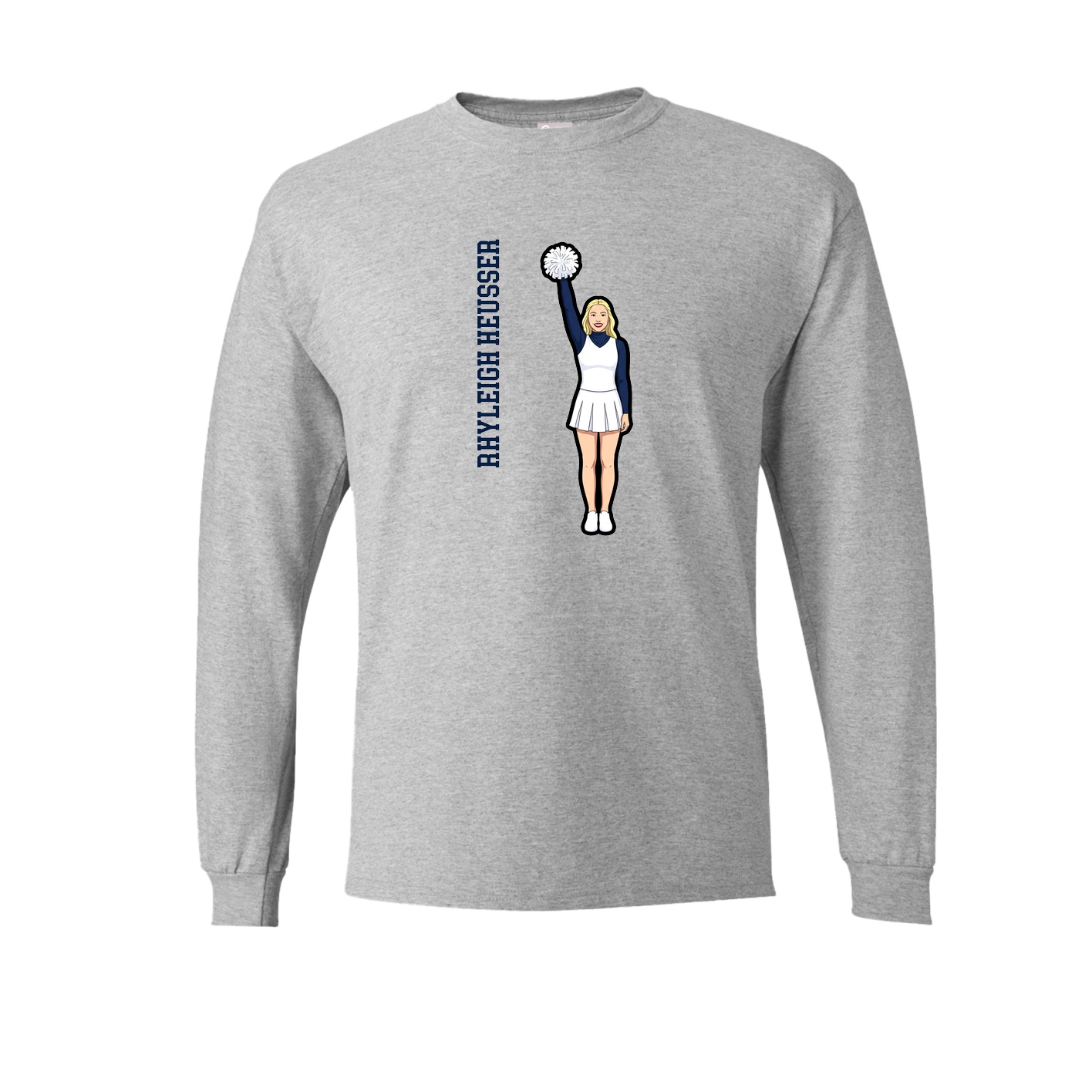 Long Sleeve Tee — Name Vertical in Grey