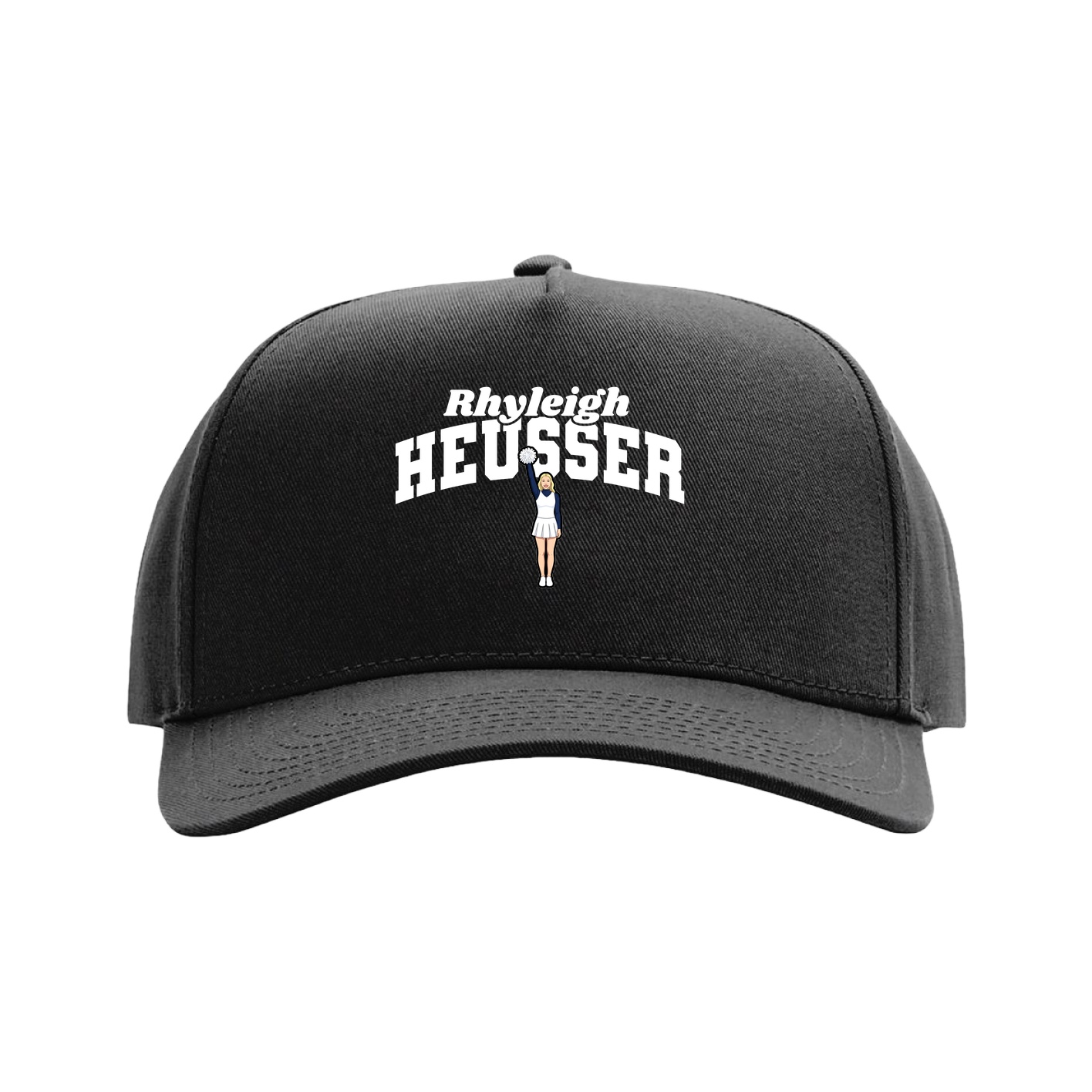 Full Fabric Five-Panel Champ Cap — Signature Arch in Black