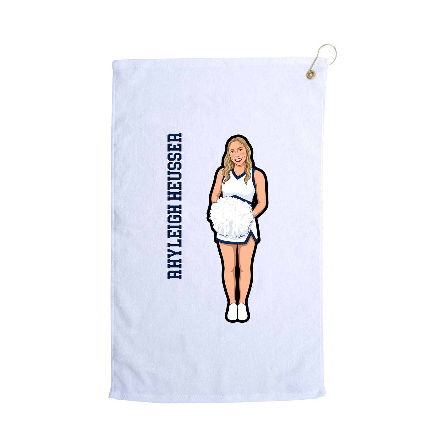 Golf Towel — Name Vertical in White