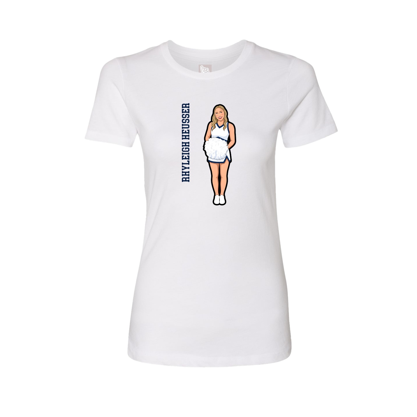 Womens Tee — Name Vertical in White