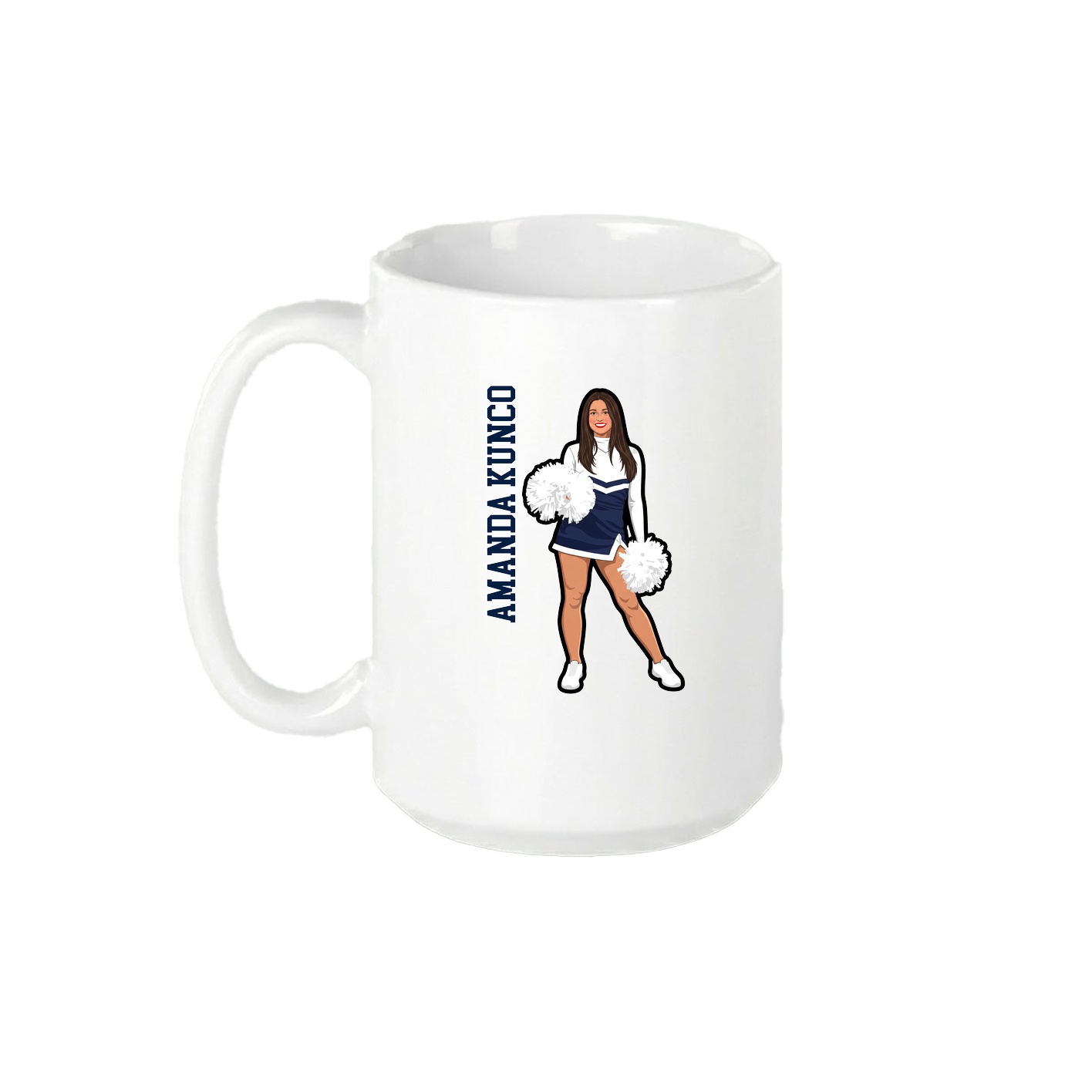 15oz Coffee Mug — Name Vertical in White