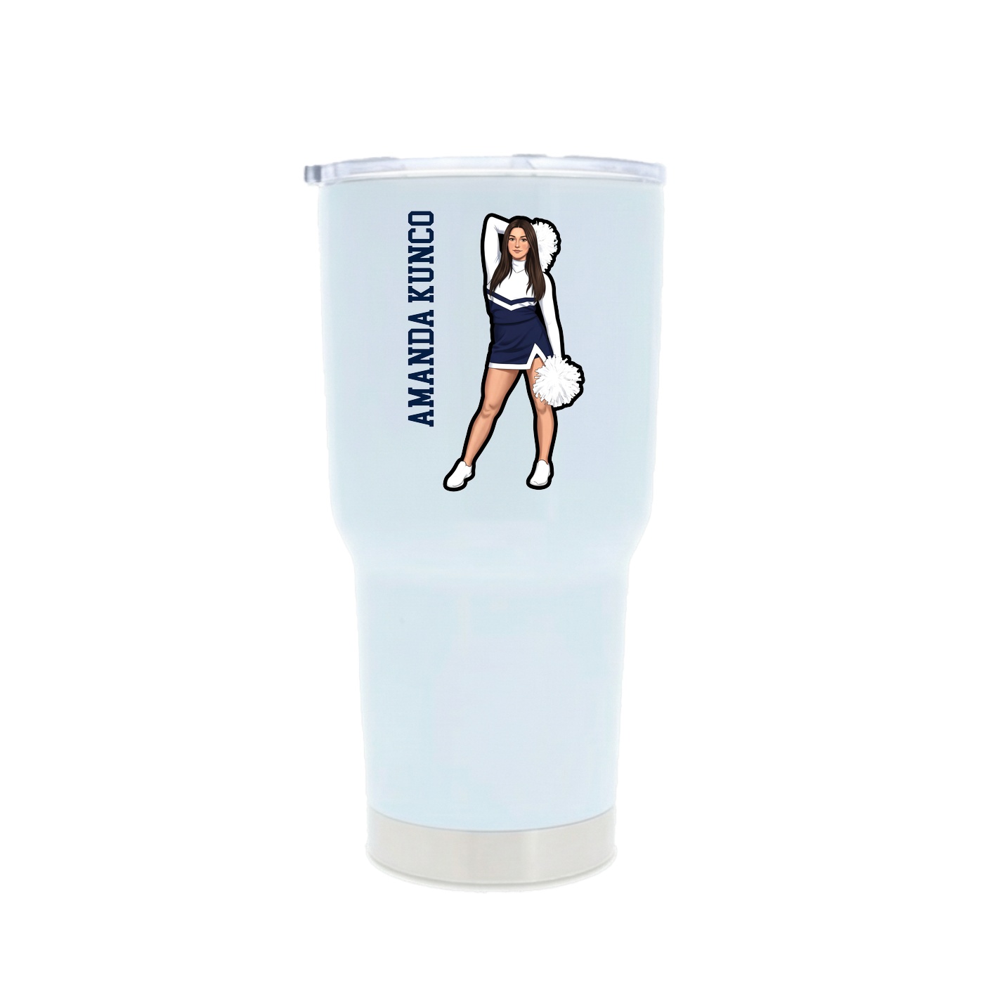 30oz Stainless Steel Tumbler — Name Vertical in White