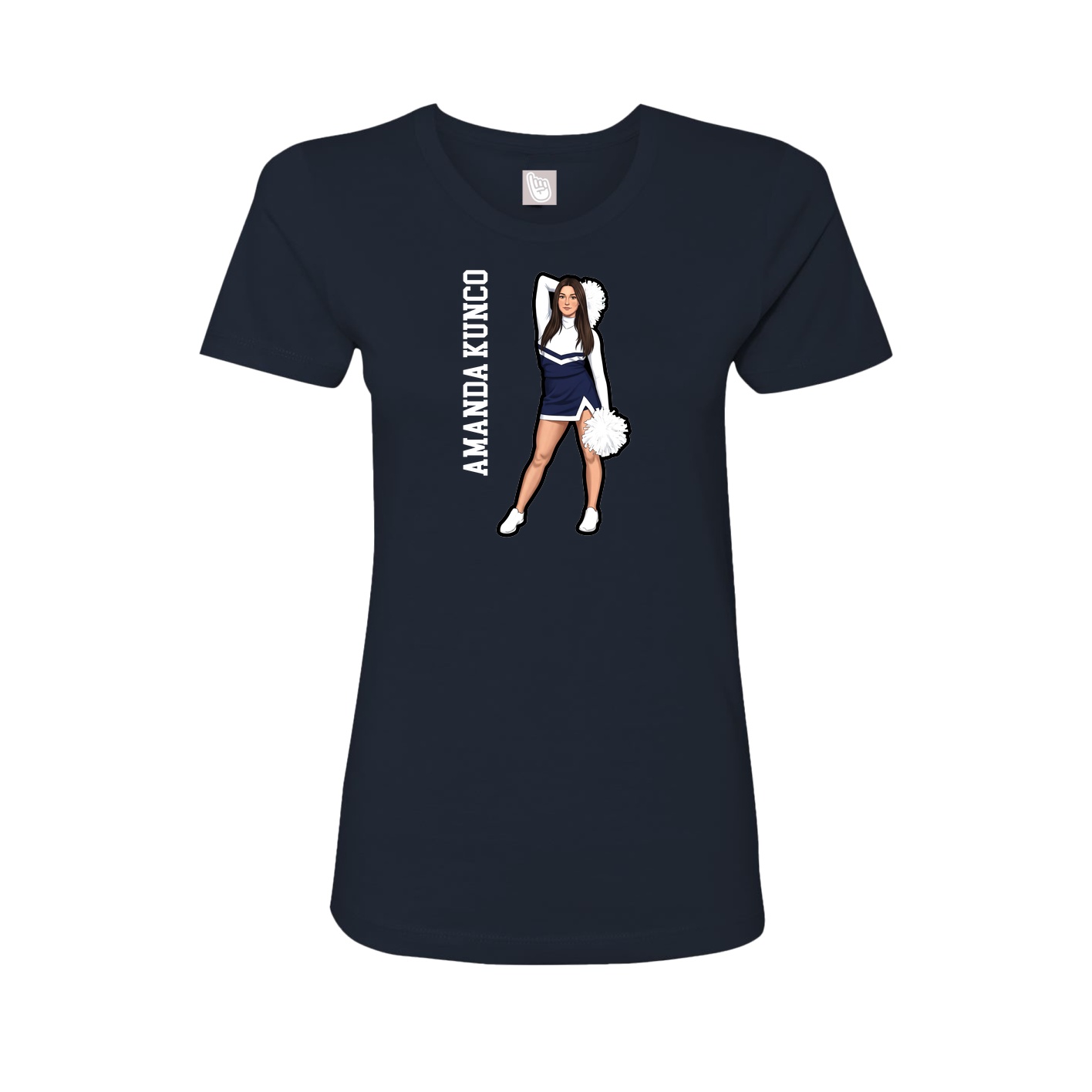 Fitted Women's Tee — Name Vertical in Navy