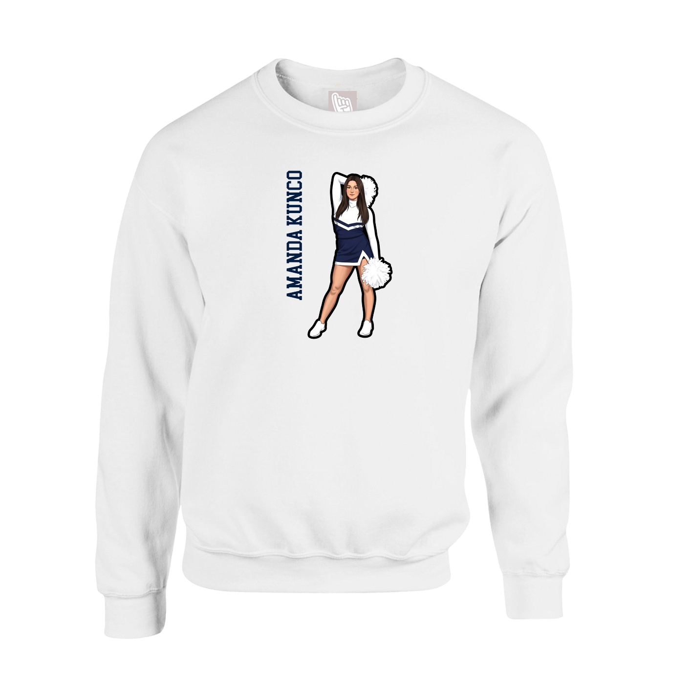 Fleece Crew — Name Vertical in White