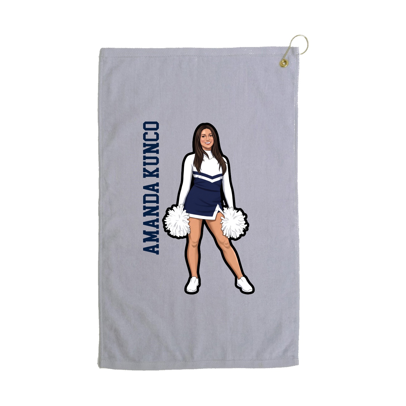 Golf Towel — Name Vertical in Grey
