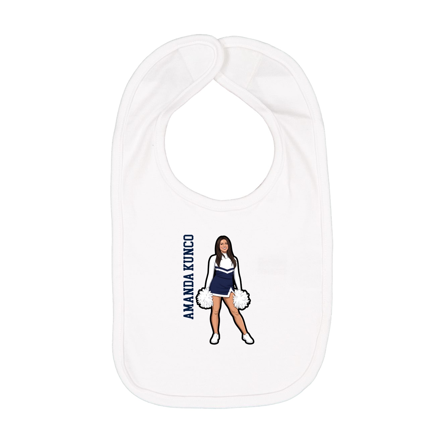 Infant Bib — Name Vertical in White