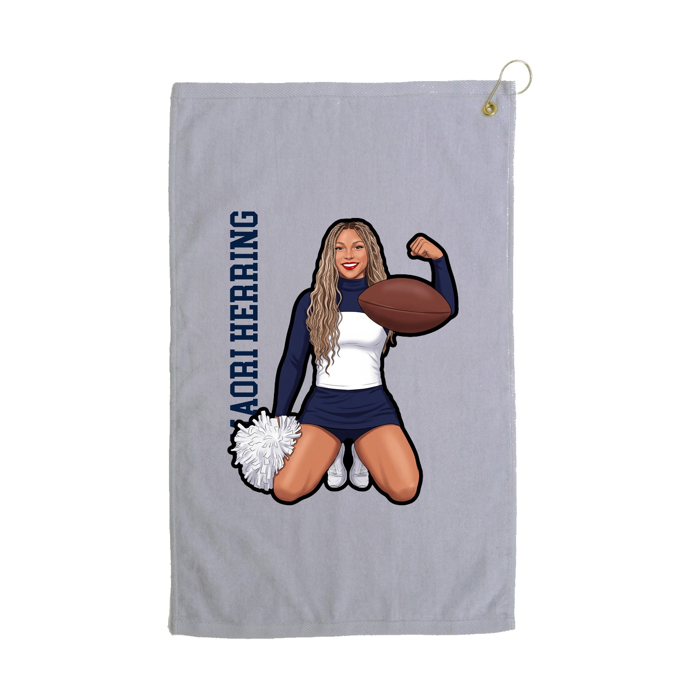 Golf Towel — Name Vertical in Grey