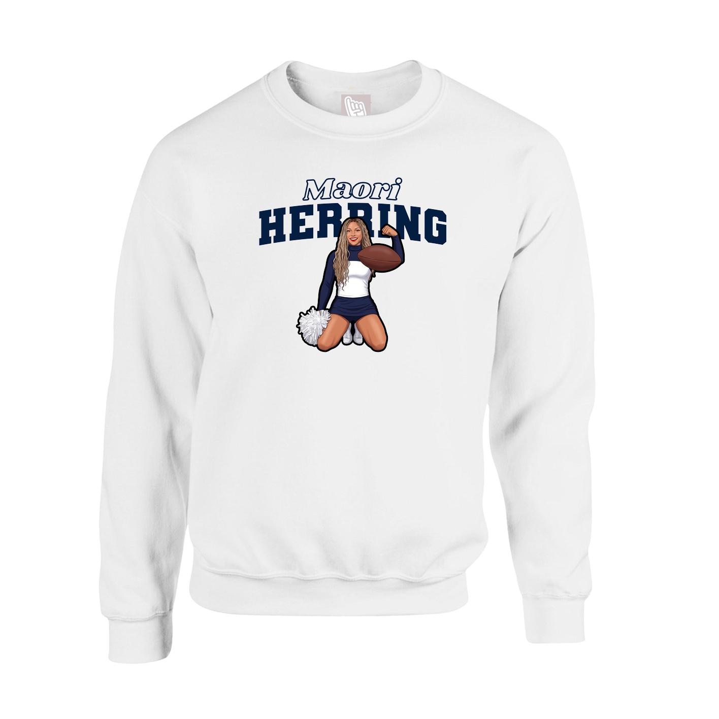 Fleece Crew — Name Arch in White