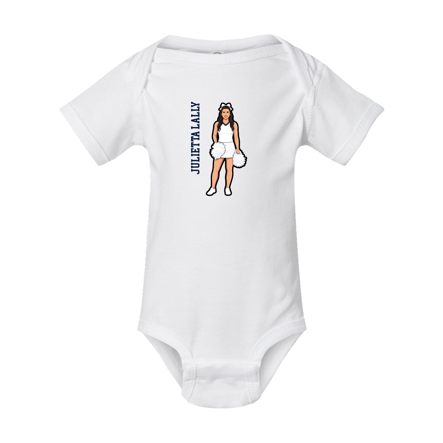 Baby Onesie — Name Vertical in White