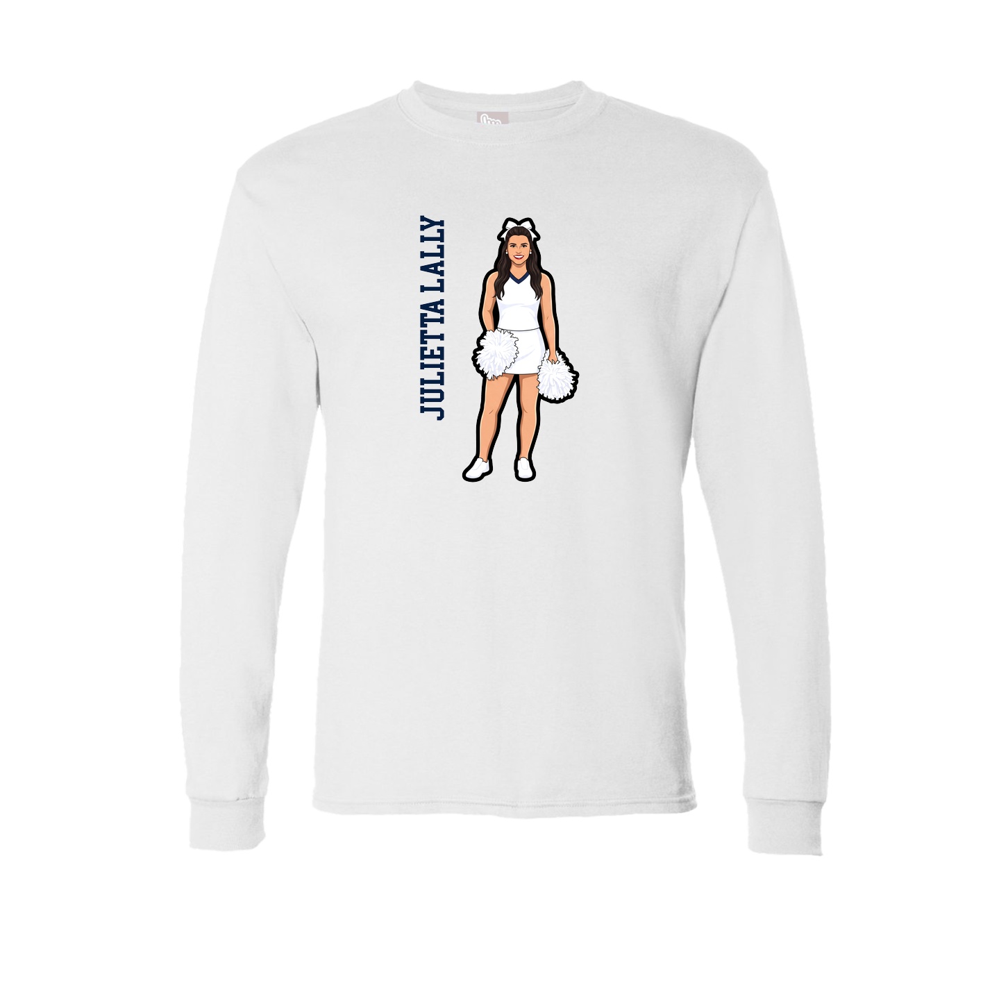 Long Sleeve Tee — Name Vertical in White