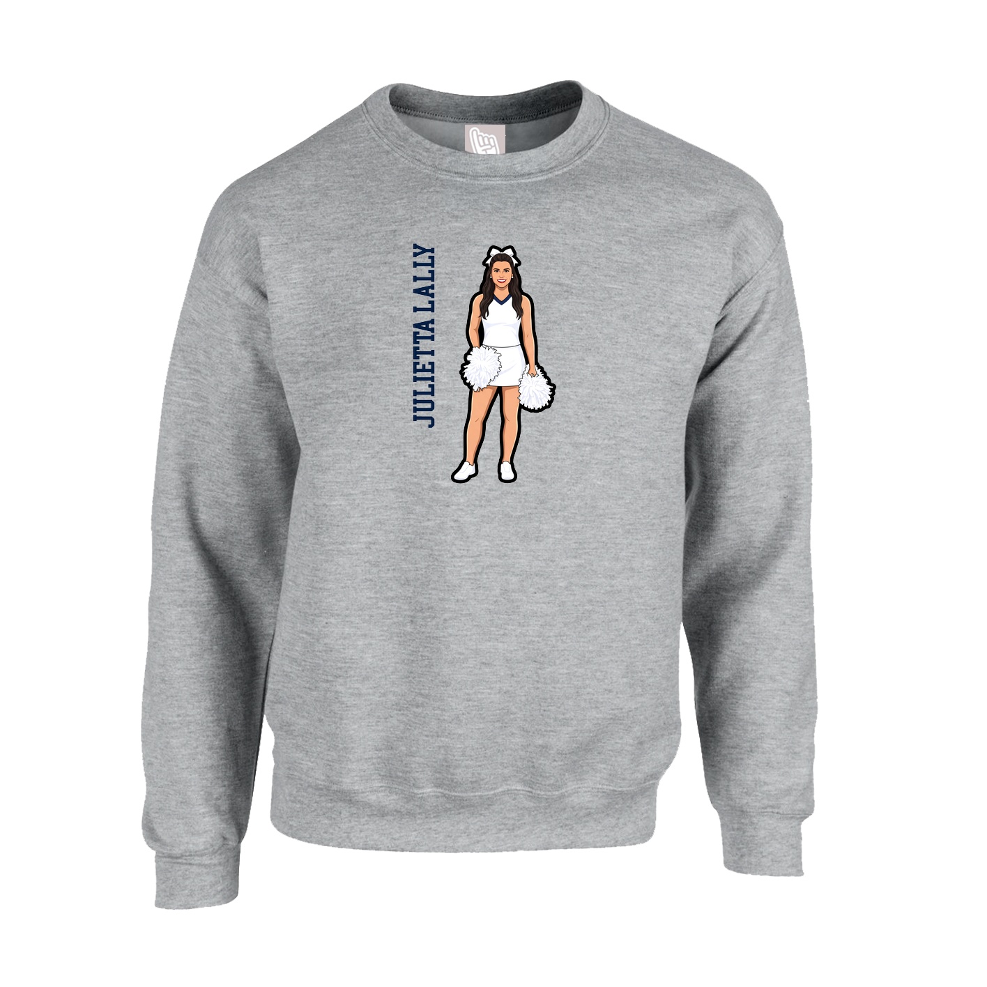 Fleece Crew — Name Vertical in Grey