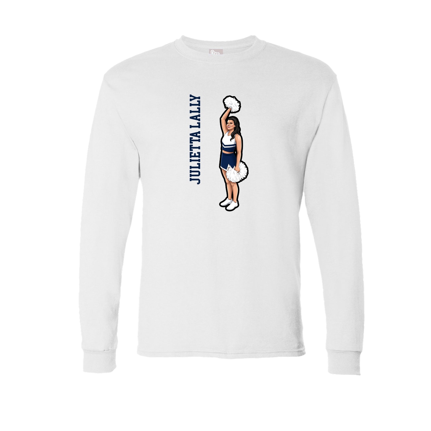 Long Sleeve Tee — Name Vertical in White