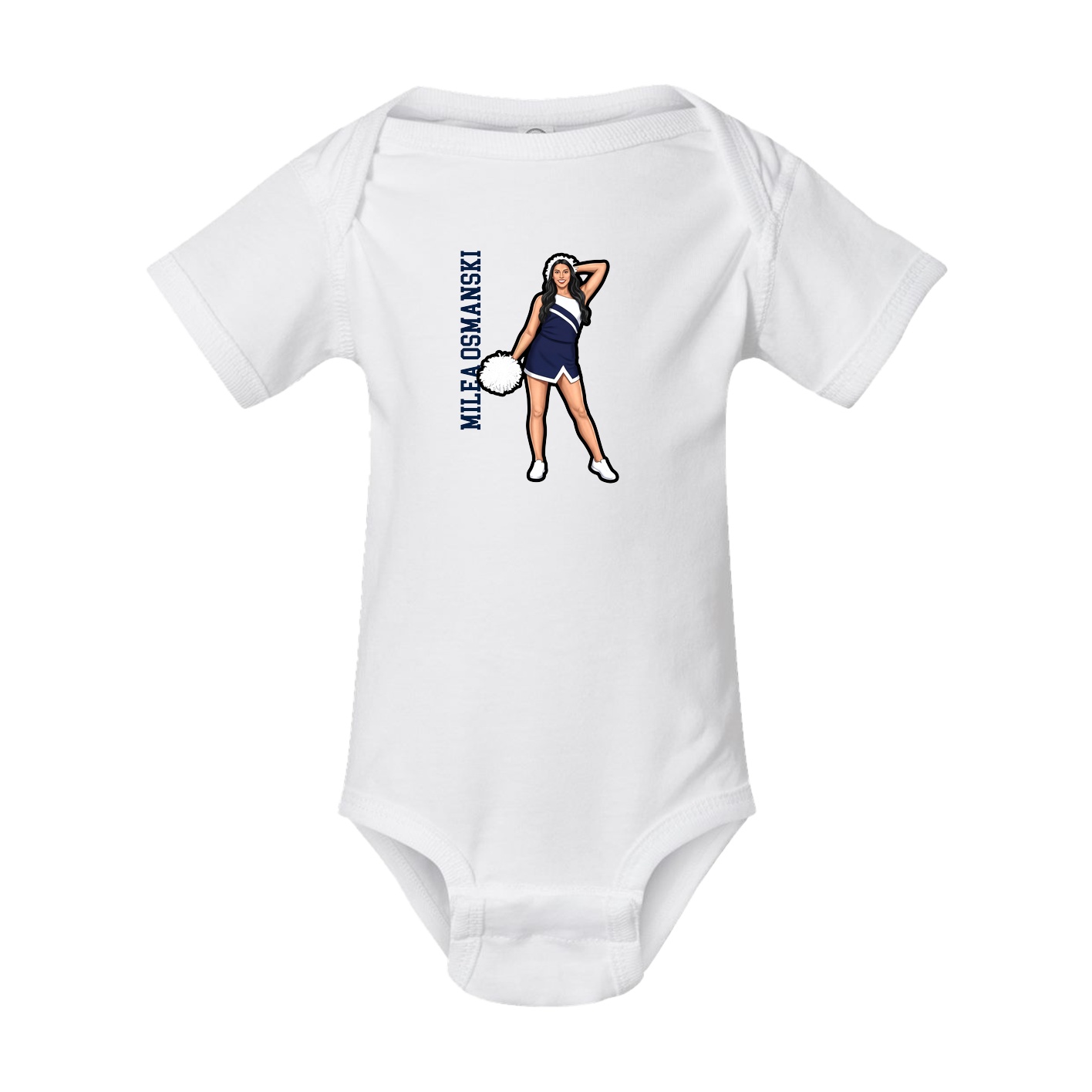 Baby Onesie — Name Vertical in White