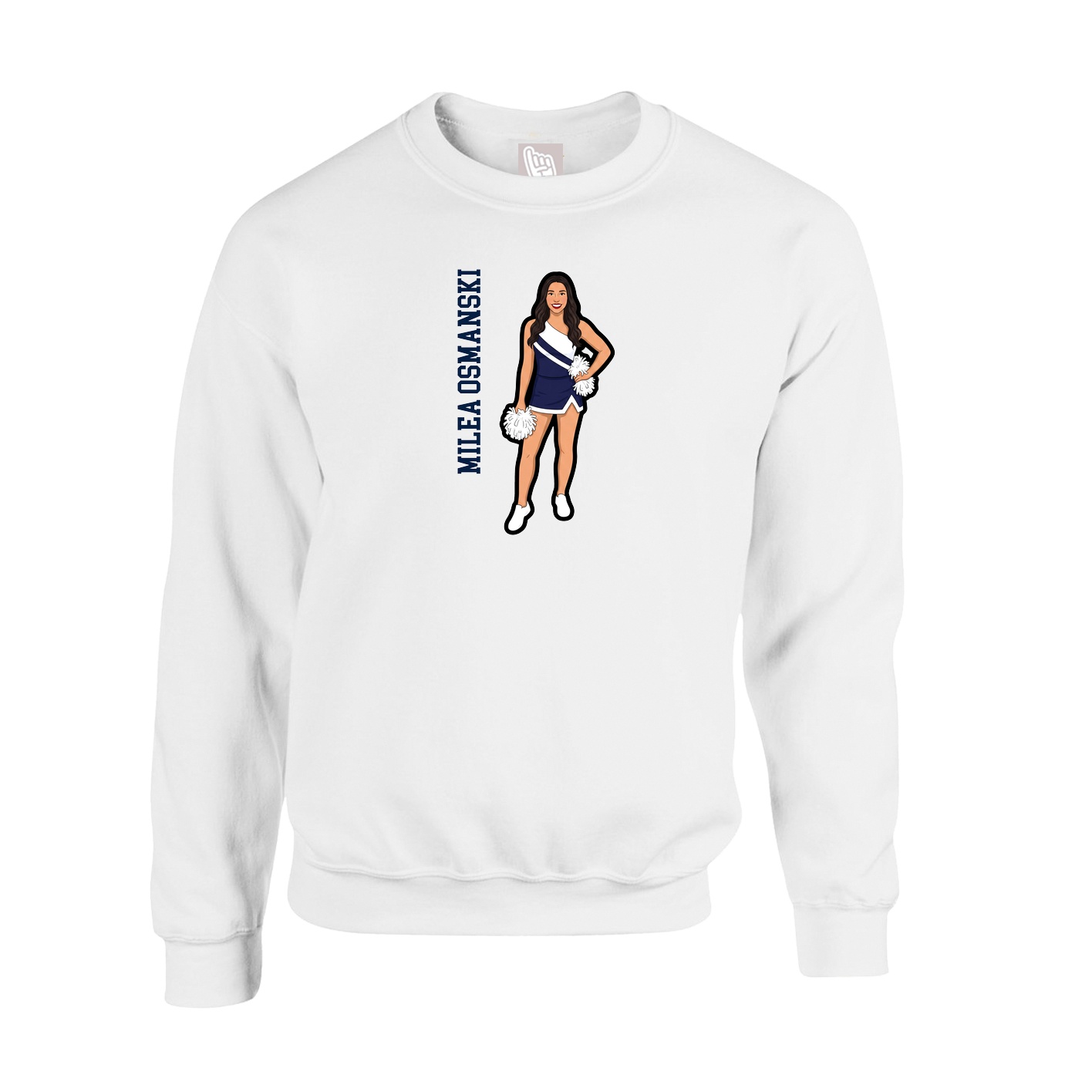 Fleece Crew — Name Vertical in White