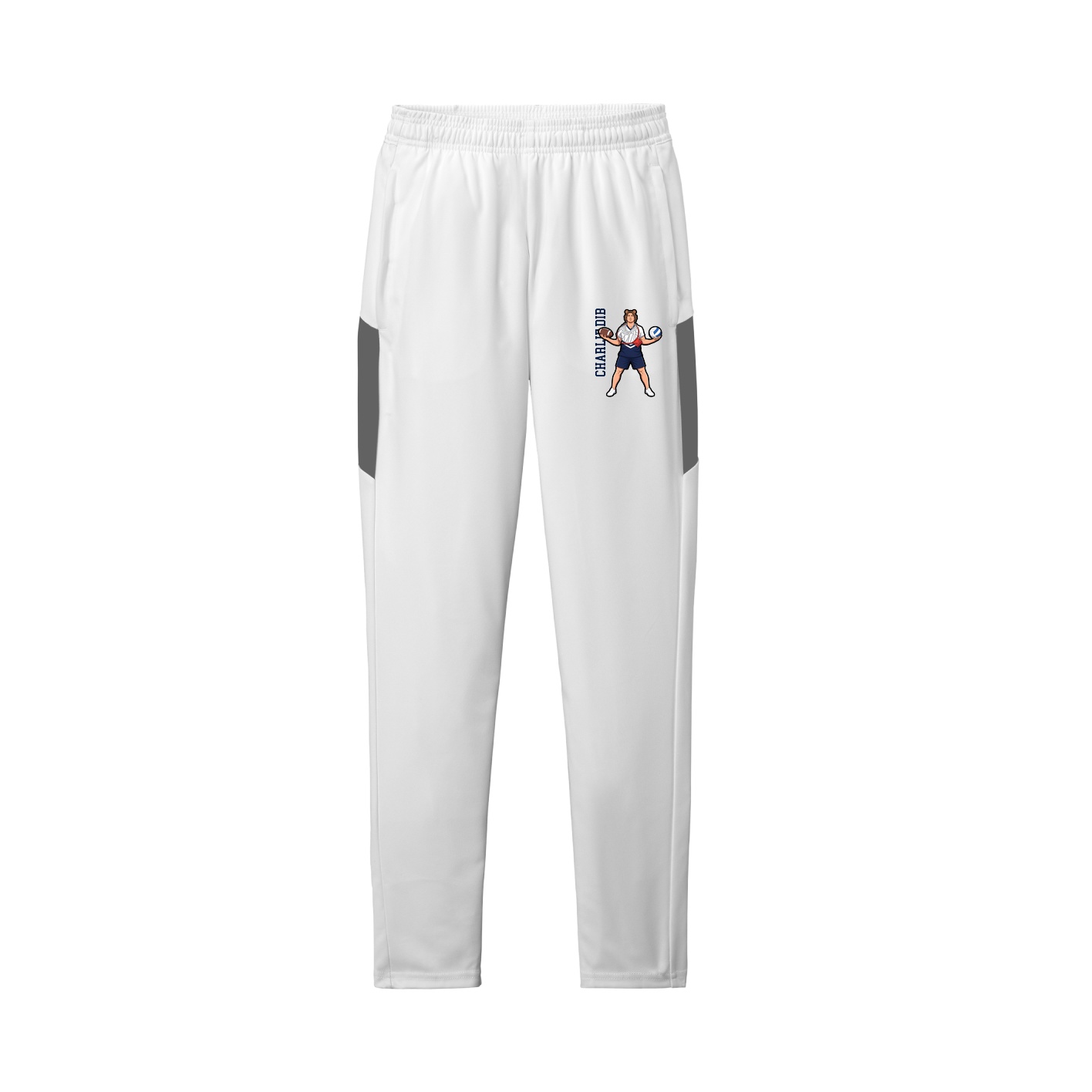 Team Travel Pant — Name Vertical in White/Grey