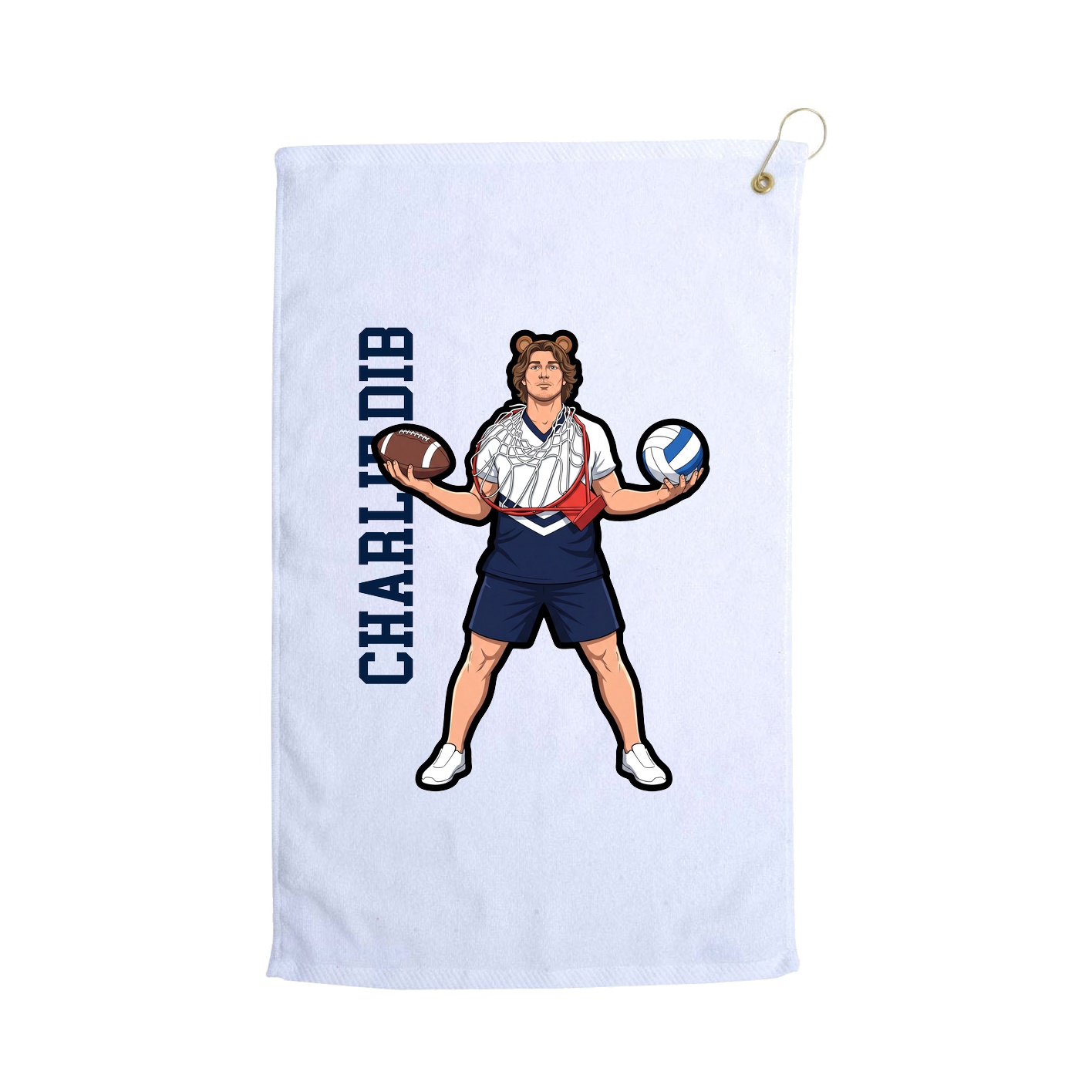 Golf Towel — Name Vertical in White