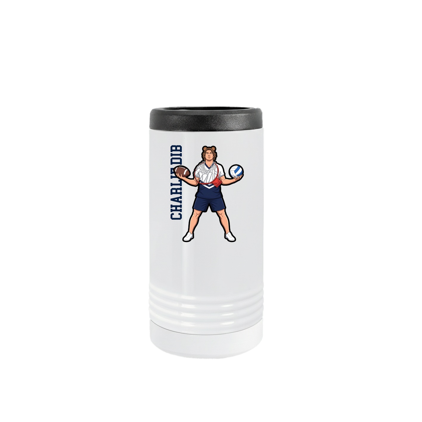 Slim Beverage Holder — Name Vertical in White