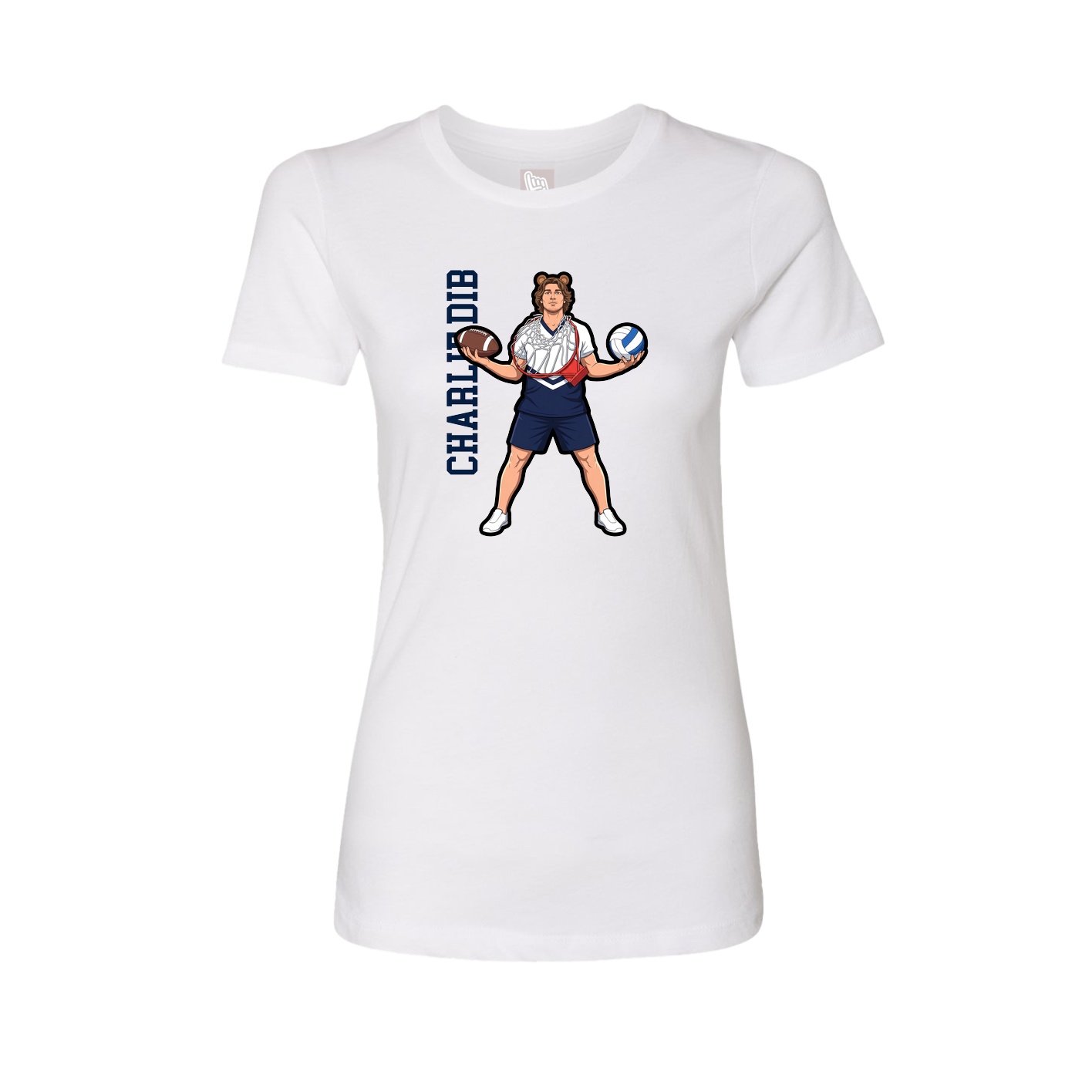 Womens Tee — Name Vertical in White